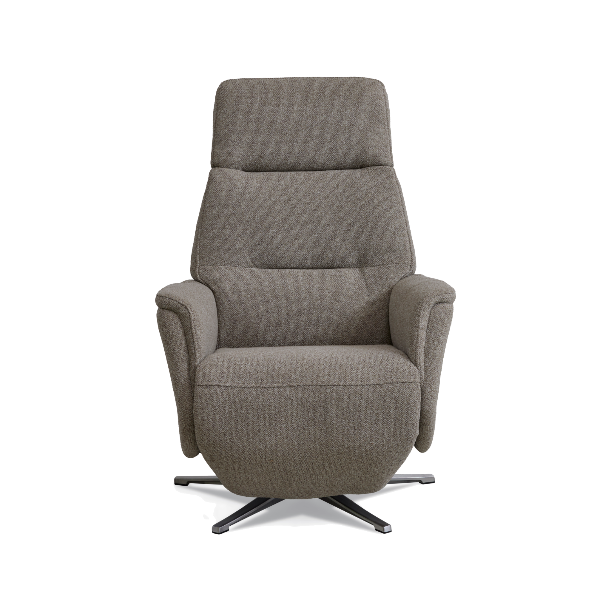 Marvin lænestol med recliner i mushroom Vista stof med børstet aluminiumsfod