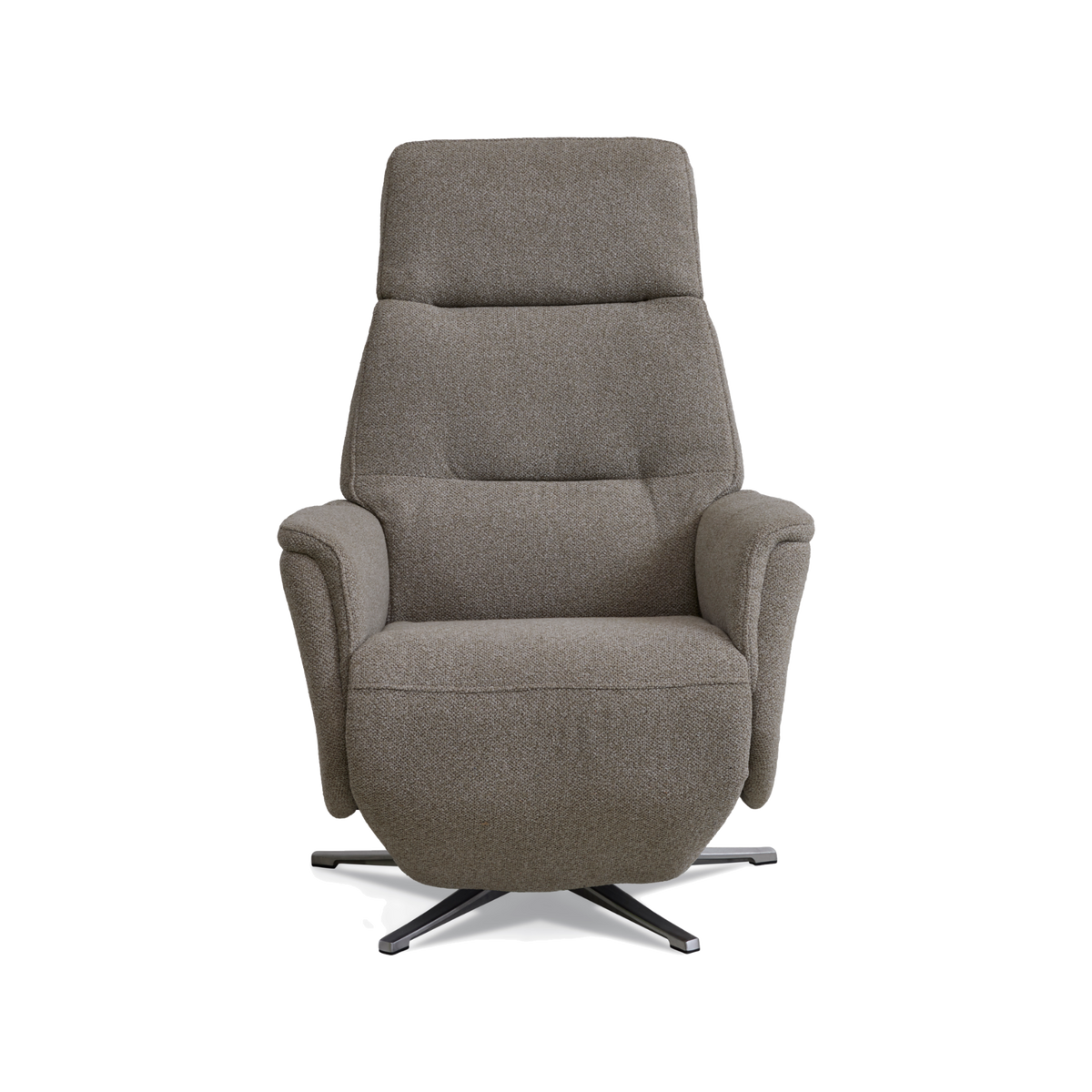Marvin lænestol med recliner i mushroom Vista stof med børstet aluminiumsfod