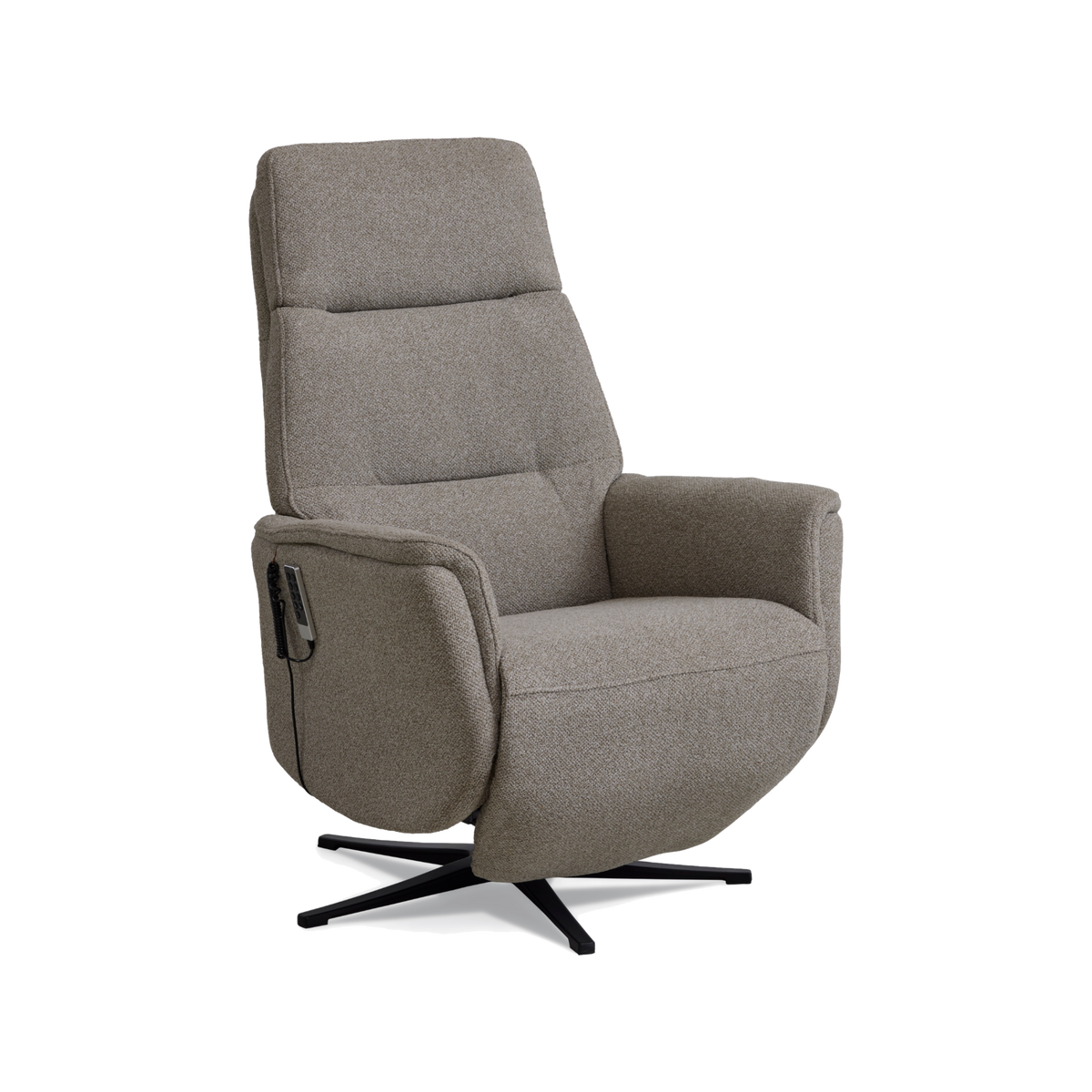 Marvin lænestol med recliner i mushroom Vista stof med sort metalfod