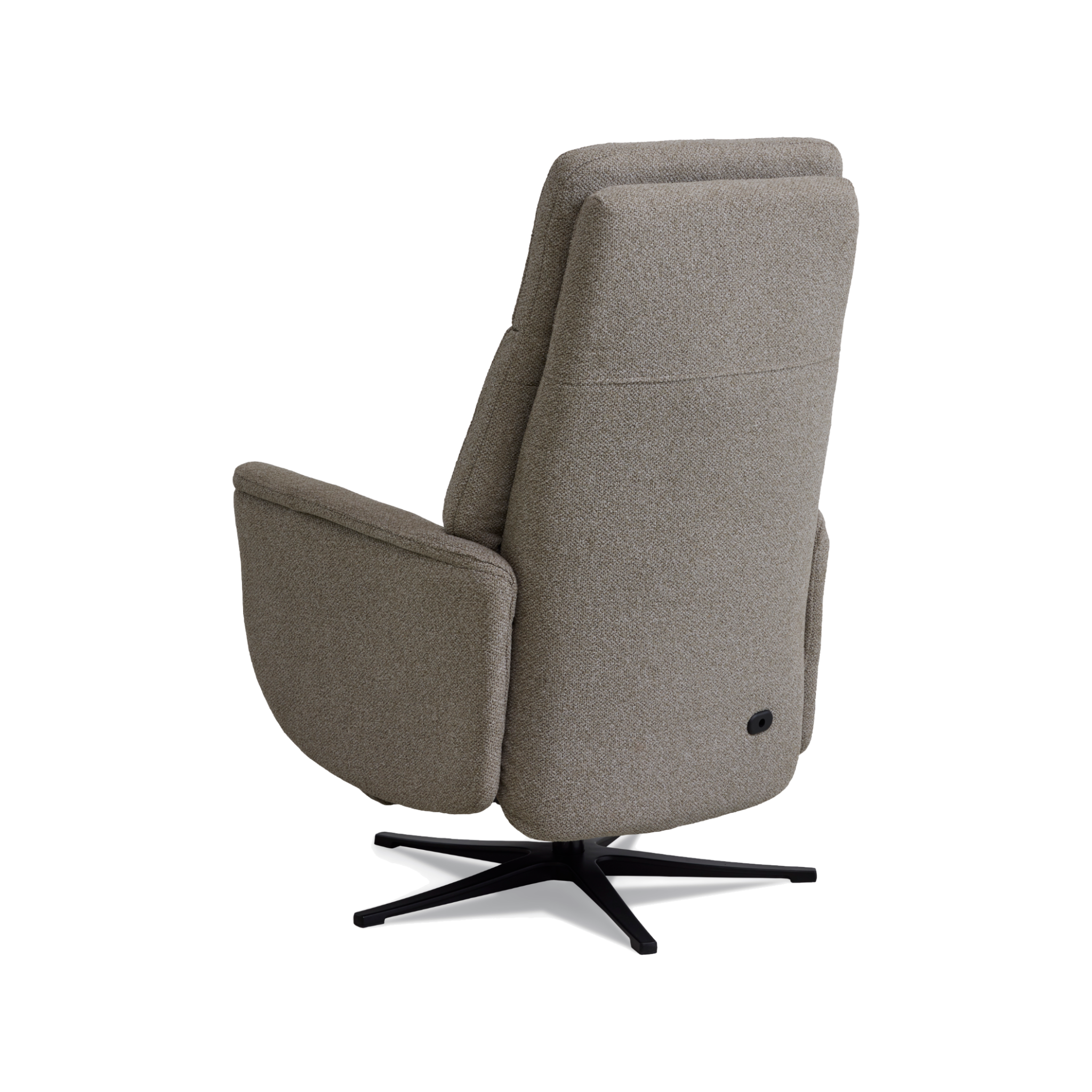 Marvin lænestol med recliner i mushroom Vista stof med sort metalfod