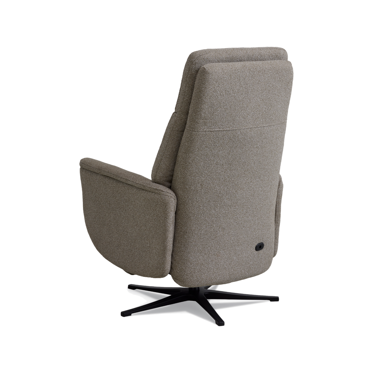 Marvin lænestol med recliner i mushroom Vista stof med sort metalfod