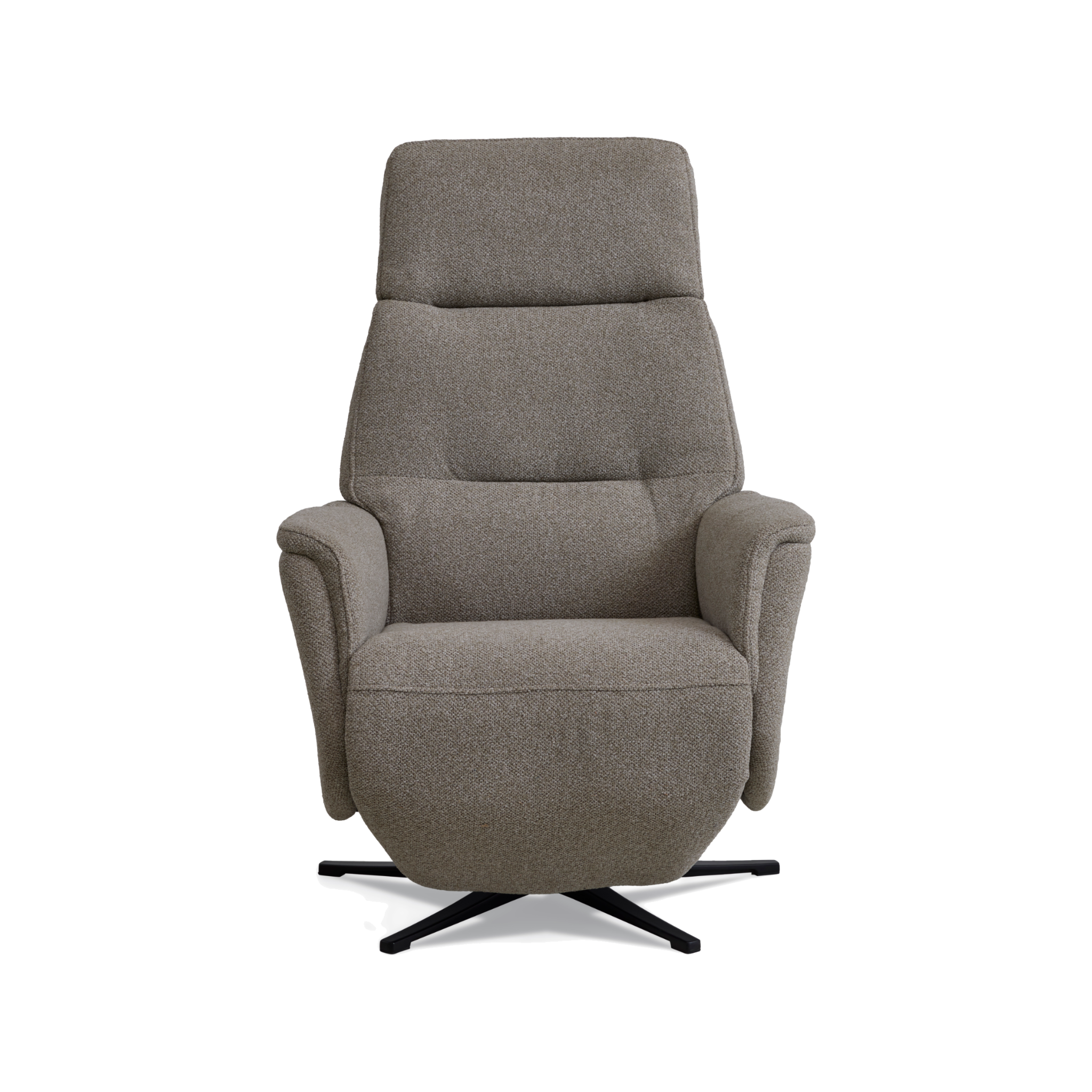 Marvin lænestol med recliner i mushroom Vista stof med sort metalfod
