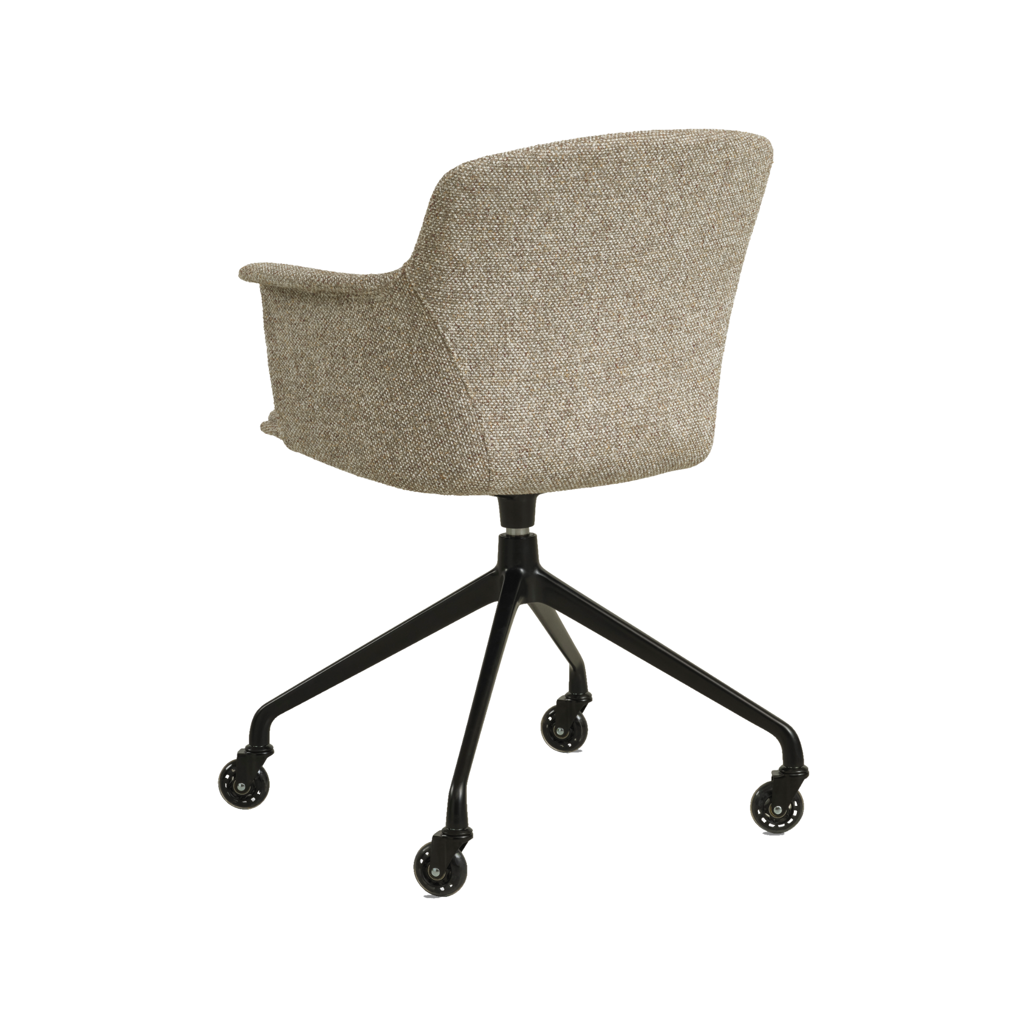Lexpo Mia spisebordsstol i Beige melange stof med sort fod med hjul