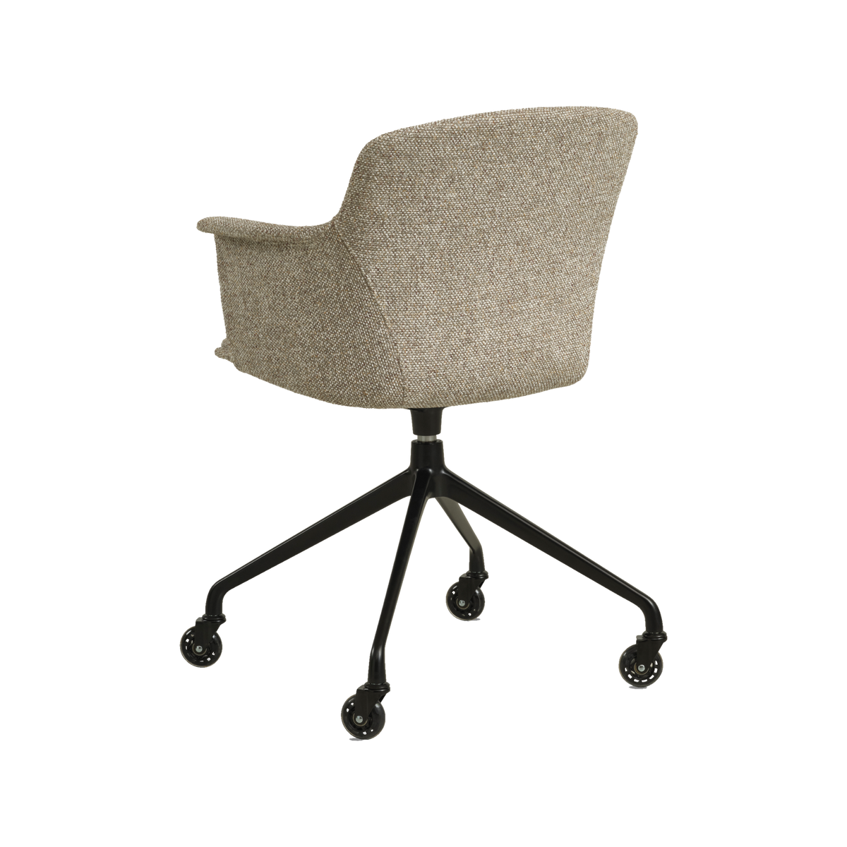 Lexpo Mia spisebordsstol i Beige melange stof med sort fod med hjul