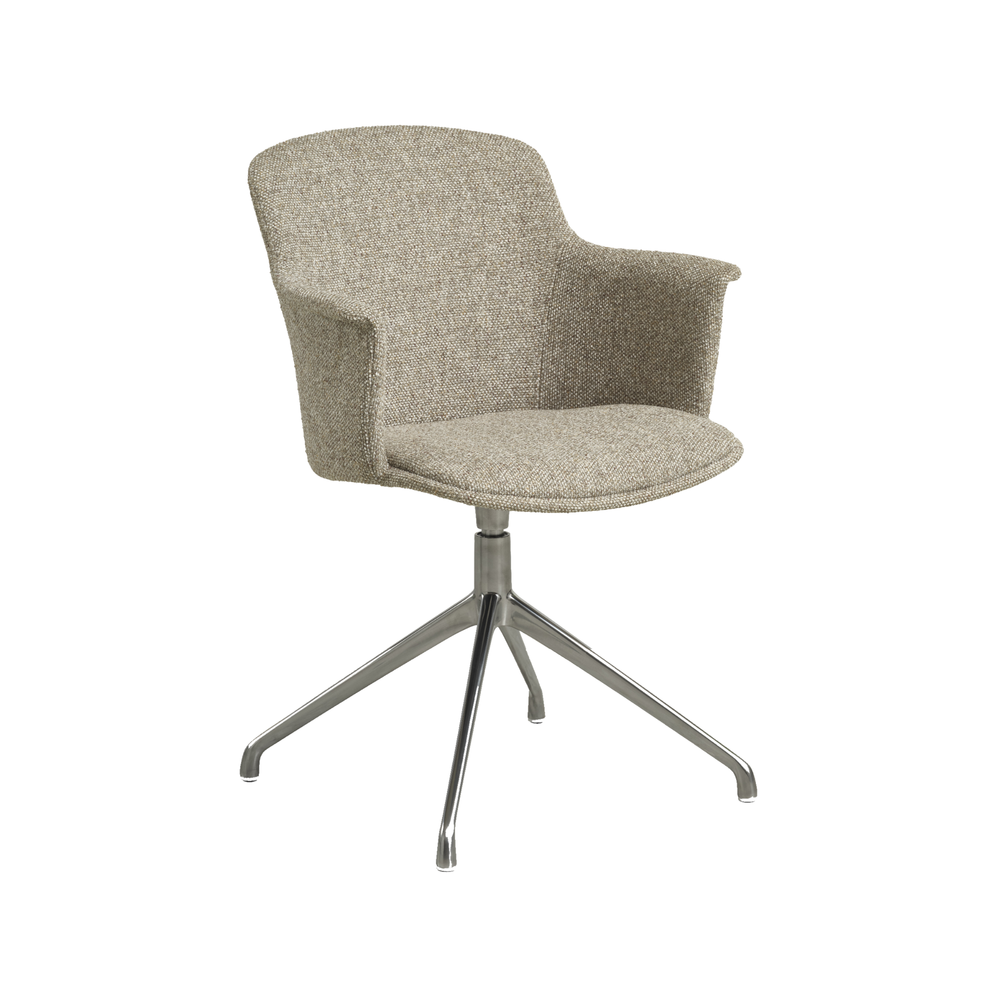 Lexpo Mia spisebordsstol i Beige melange stof med drejefod i poleret metal