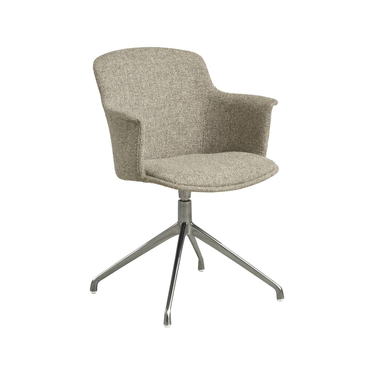 Lexpo Mia spisebordsstol i Beige melange stof med drejefod i poleret metal