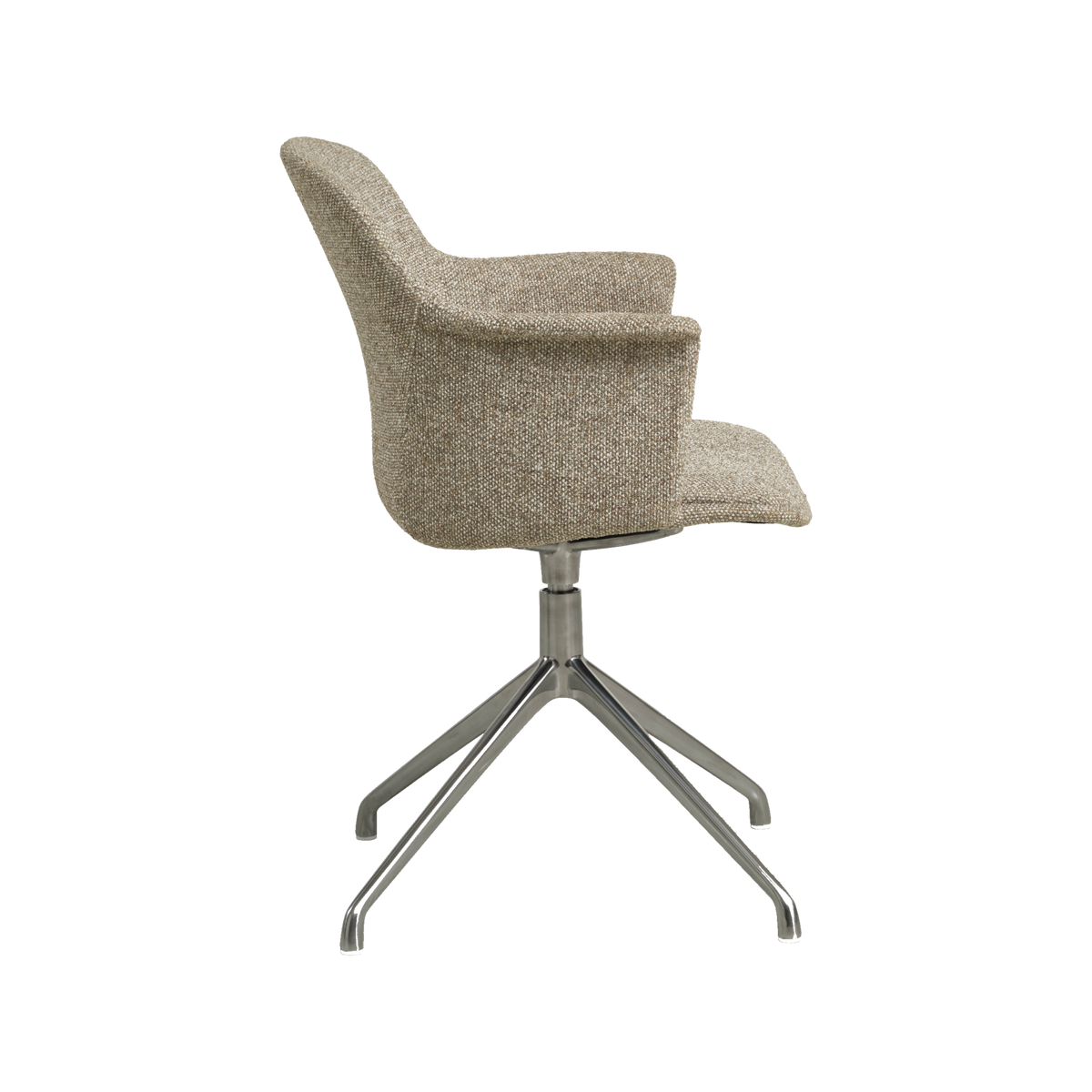 Lexpo Mia spisebordsstol i Beige melange stof med drejefod i poleret metal