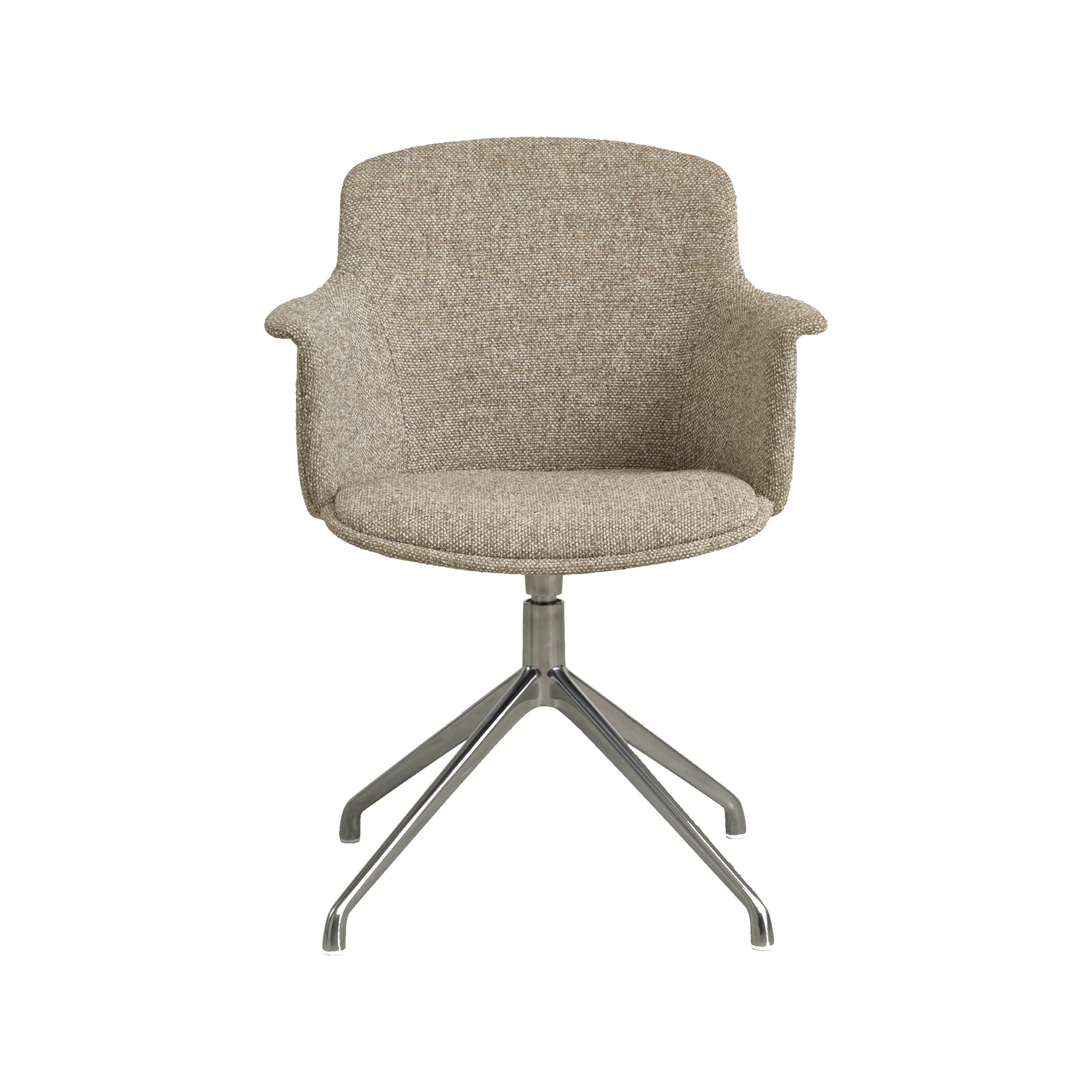 Lexpo Mia spisebordsstol i Beige melange stof med drejefod i poleret metal