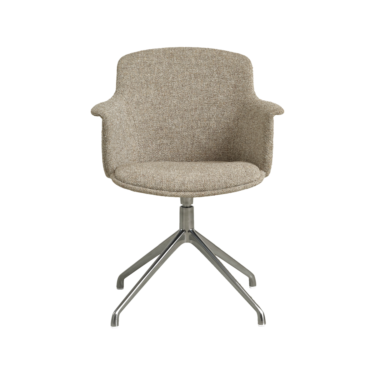 Lexpo Mia spisebordsstol i Beige melange stof med drejefod i poleret metal