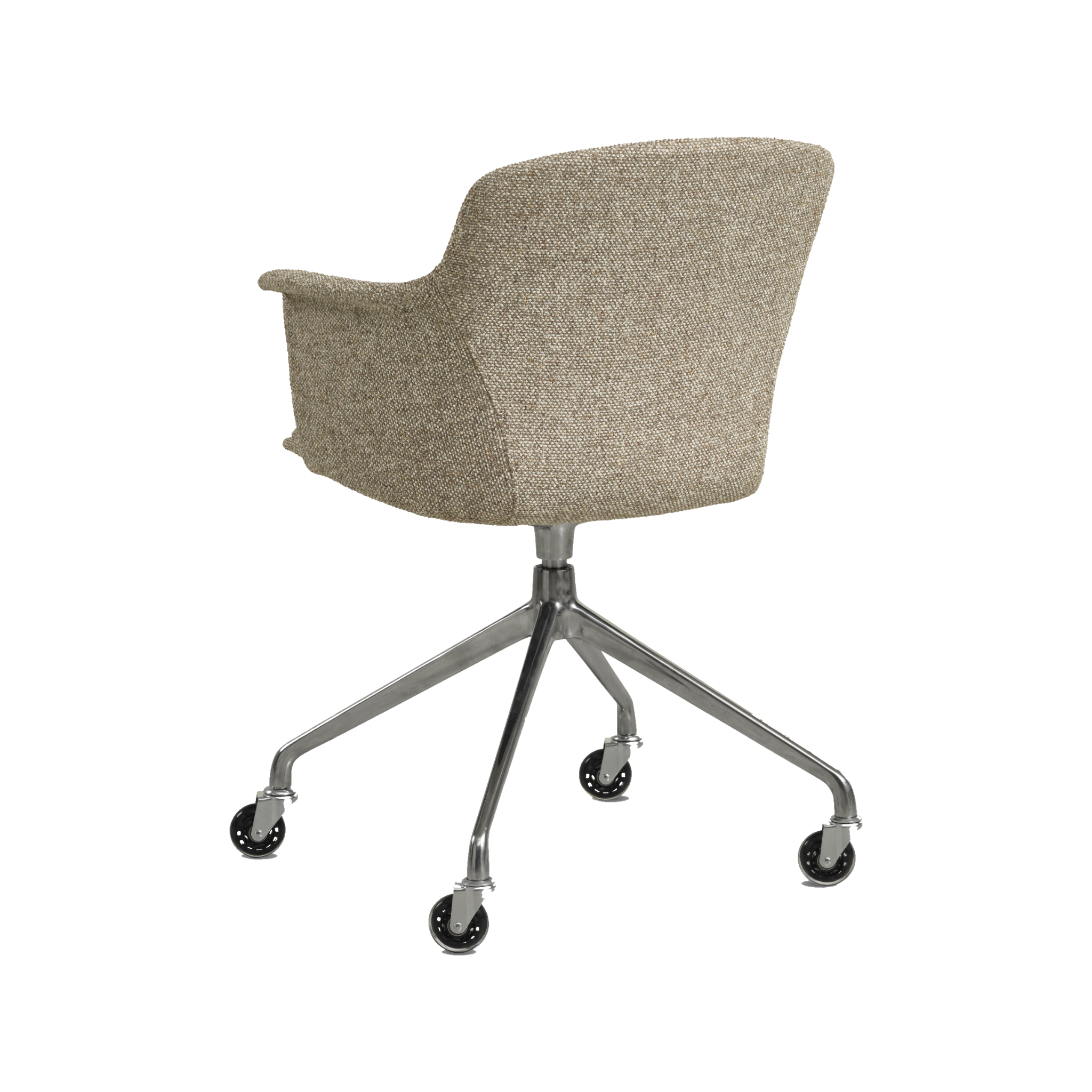 Lexpo Mia spisebordsstol i Beige melange stof med fod i poleret metal med hjul