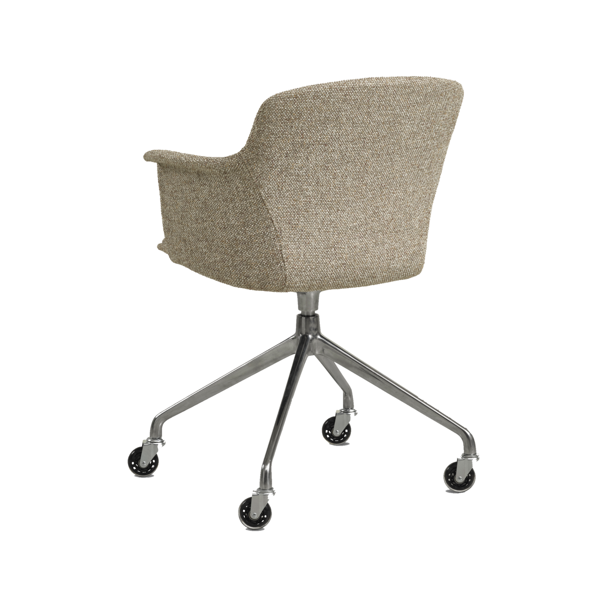 Lexpo Mia spisebordsstol i Beige melange stof med fod i poleret metal med hjul