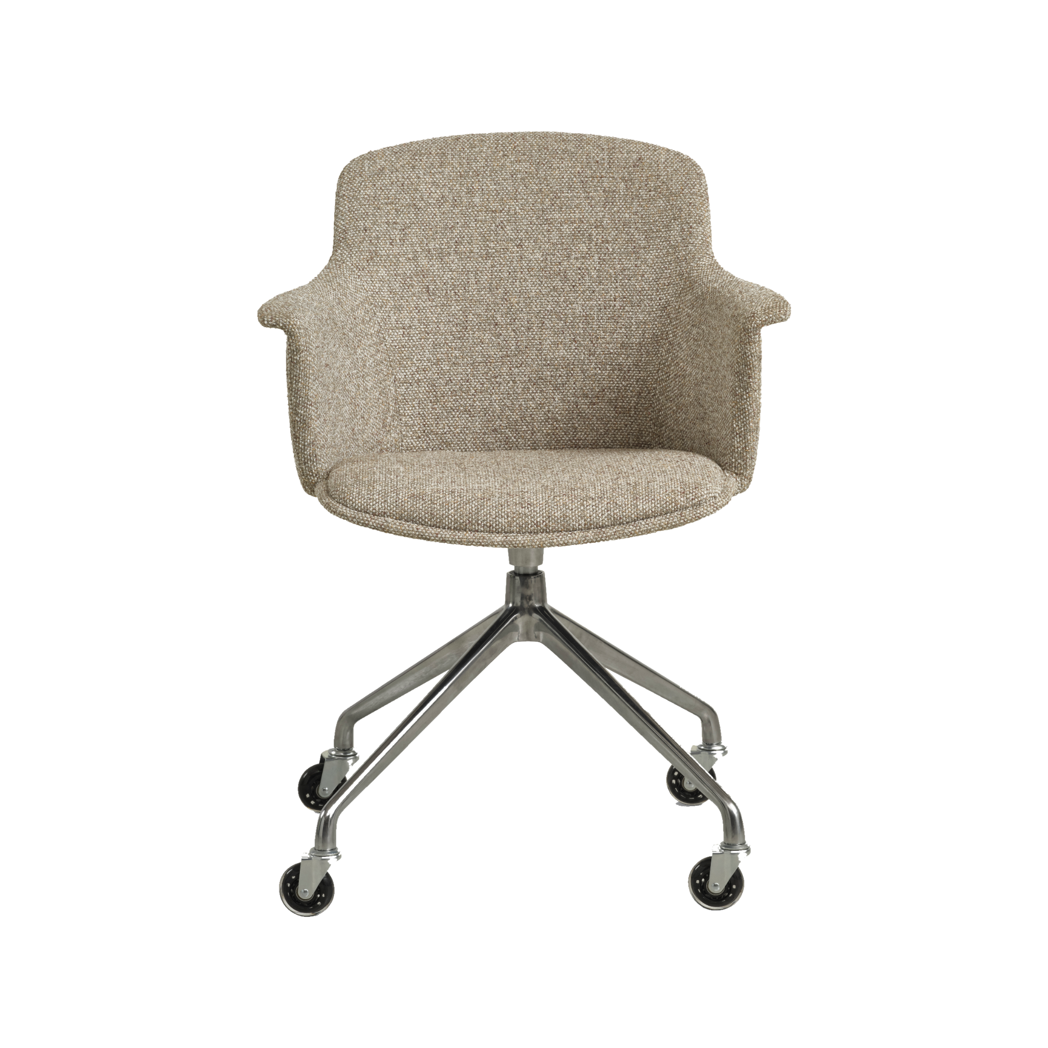Lexpo Mia spisebordsstol i Beige melange stof med fod i poleret metal med hjul