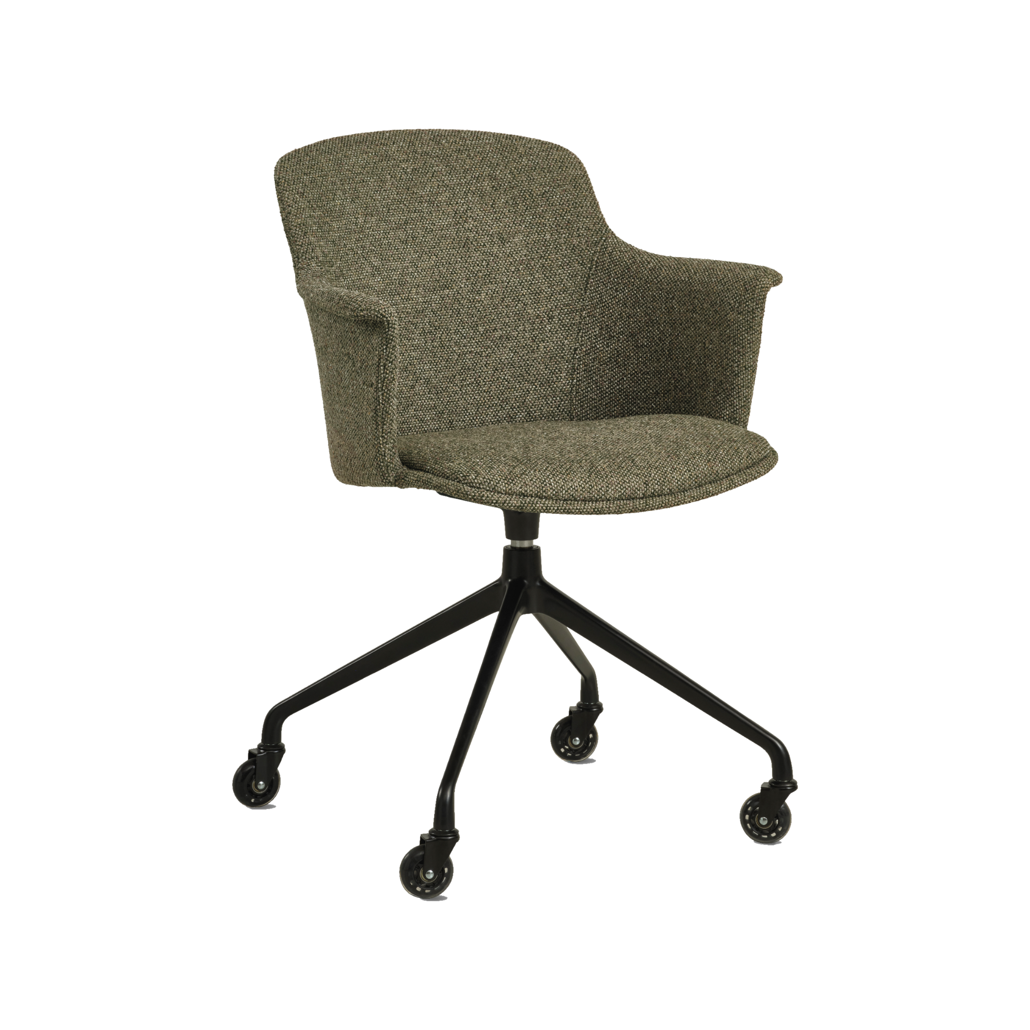 Lexpo Mia spisebordsstol i Winter Moss Green stof med sort fod med hjul