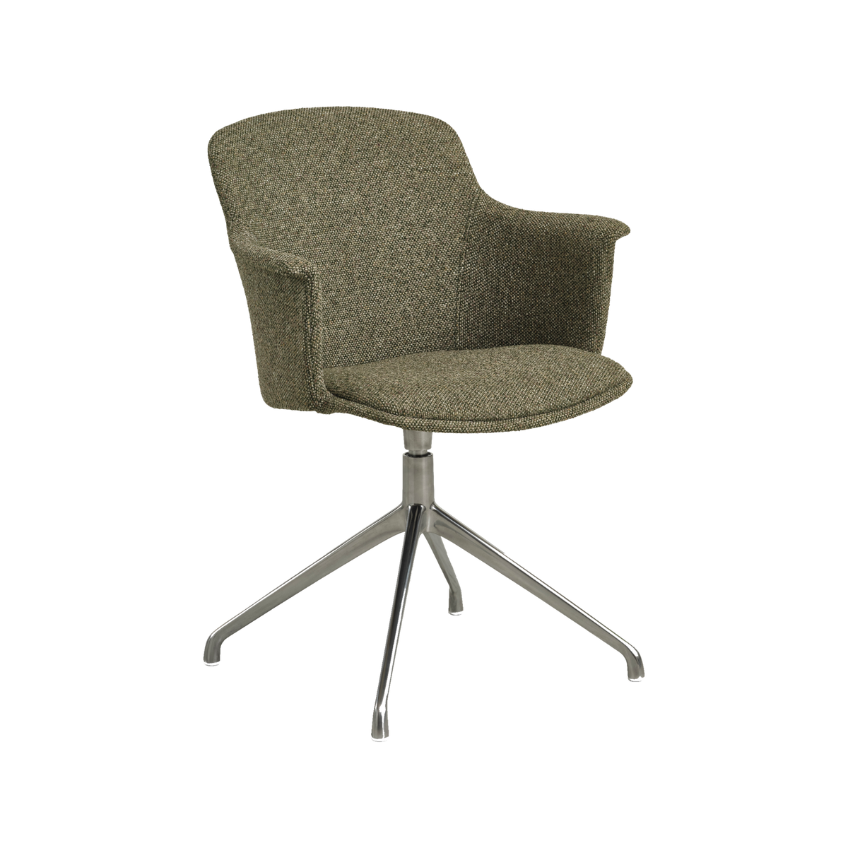 Lexpo Mia spisebordsstol i Winter Moss Green stof med drejefod i poleret metal