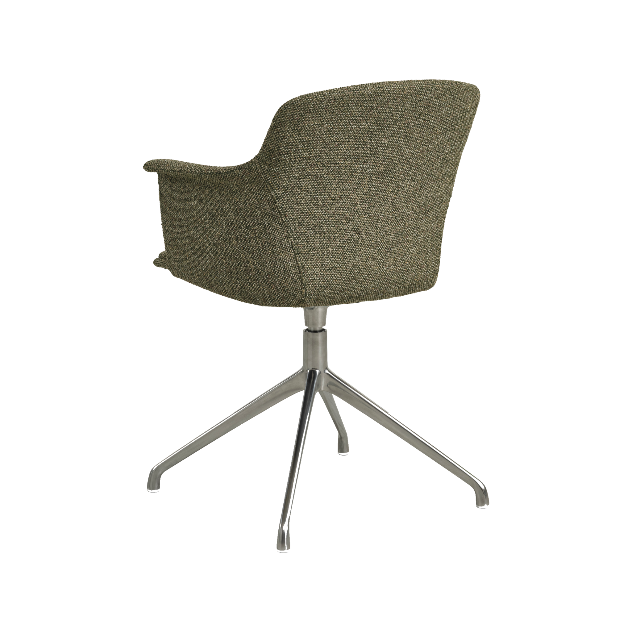Lexpo Mia spisebordsstol i Winter Moss Green stof med drejefod i poleret metal