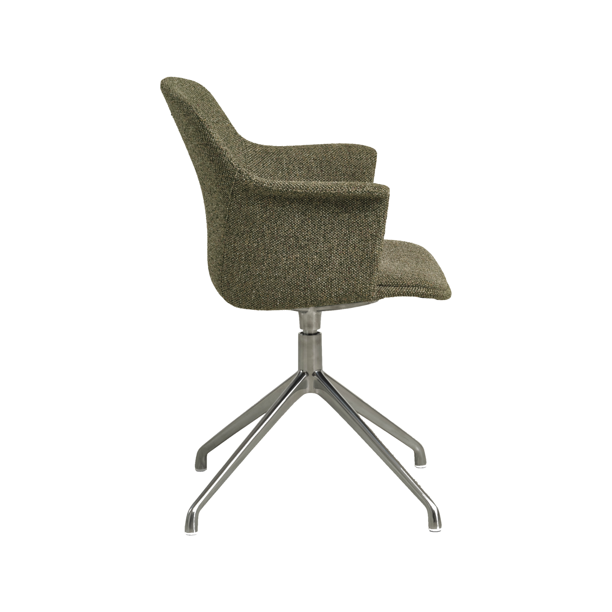 Lexpo Mia spisebordsstol i Winter Moss Green stof med drejefod i poleret metal