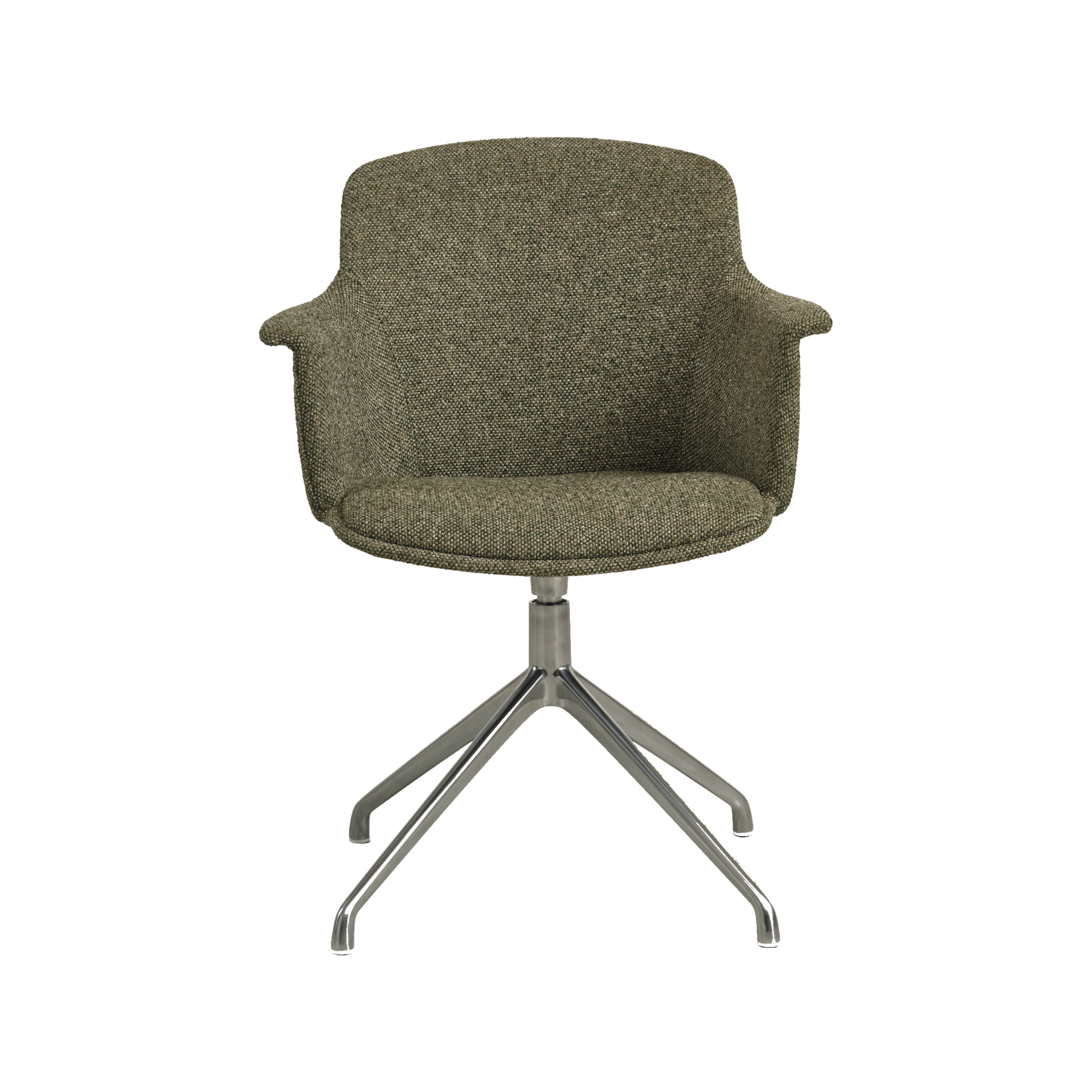 Lexpo Mia spisebordsstol i Winter Moss Green stof med drejefod i poleret metal