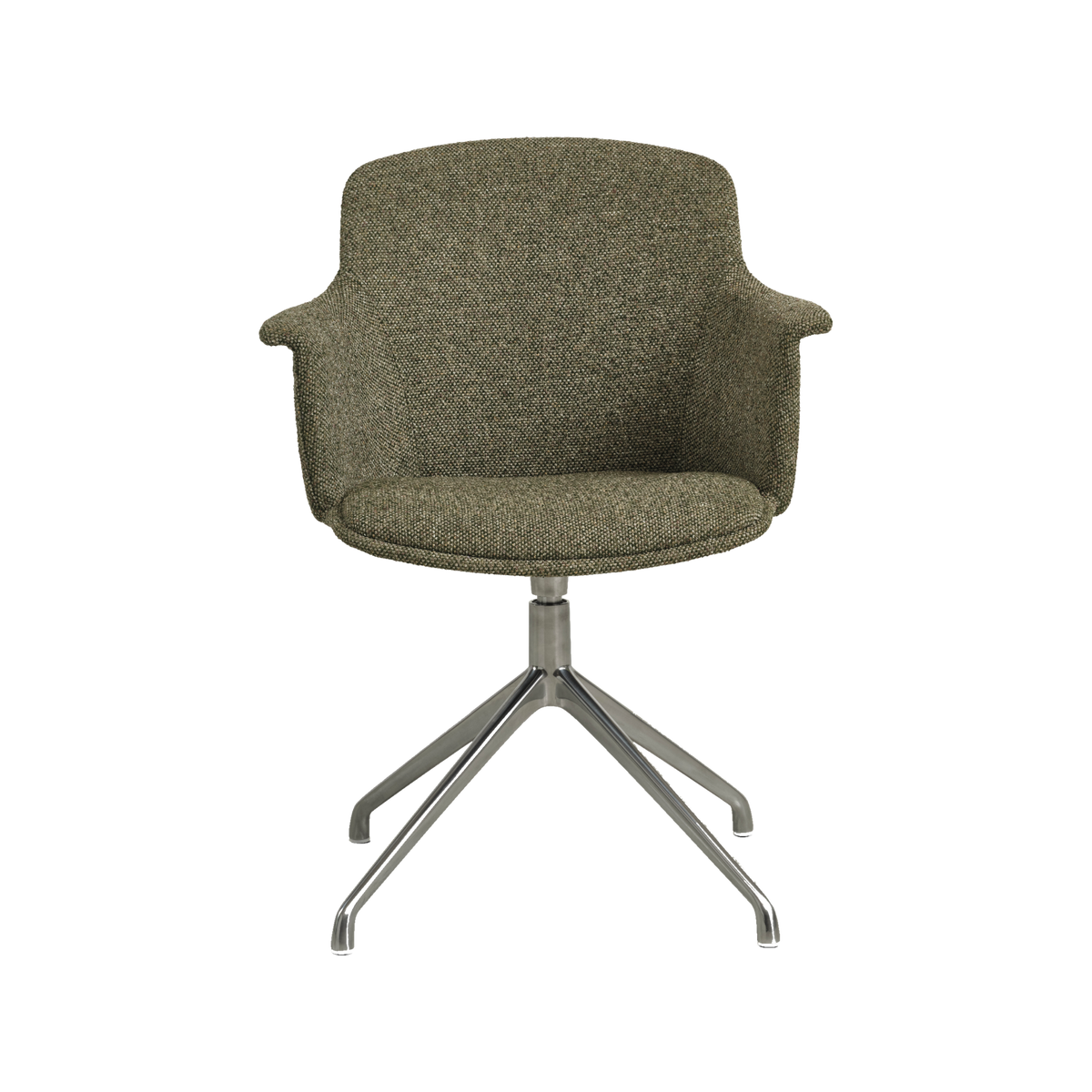 Lexpo Mia spisebordsstol i Winter Moss Green stof med drejefod i poleret metal