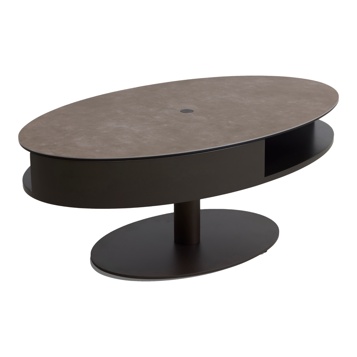 Lexpo Milos sofabord med keramisk plade i warm grey og stel i anodic brown
