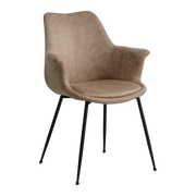 Lexpo Nadia spisebordsstol i UF stof Beige med sort metalstel