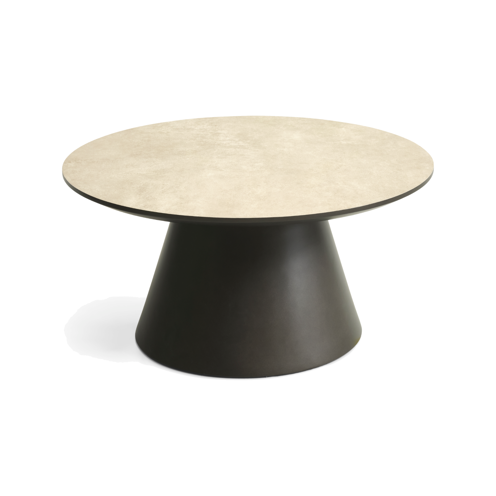 Lexpo Paros sofabord Ø80 cm i beige HPL med brun fod