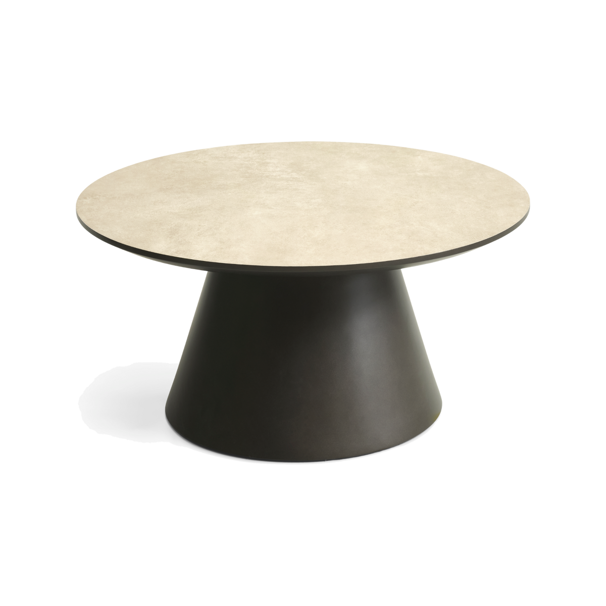 Lexpo Paros sofabord Ø80 cm i beige HPL med brun fod