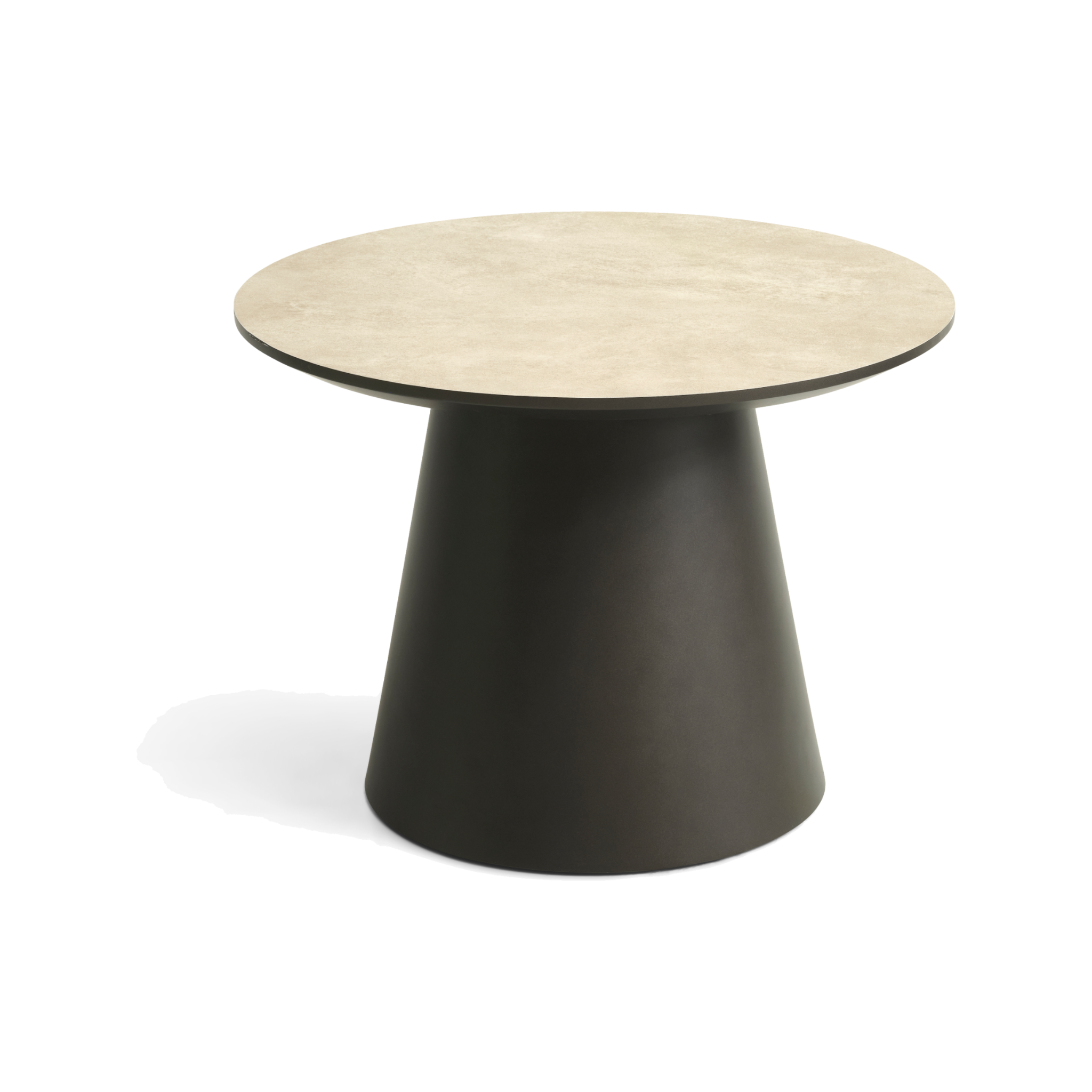 Lexpo Paros sofabord Ø60 cm i beige HPL med brun fod