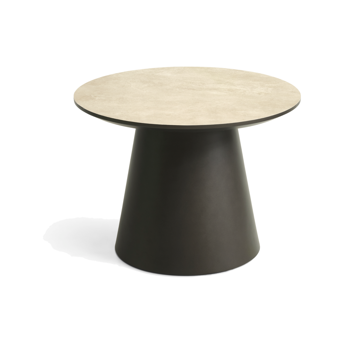 Lexpo Paros sofabord Ø60 cm i beige HPL med brun fod