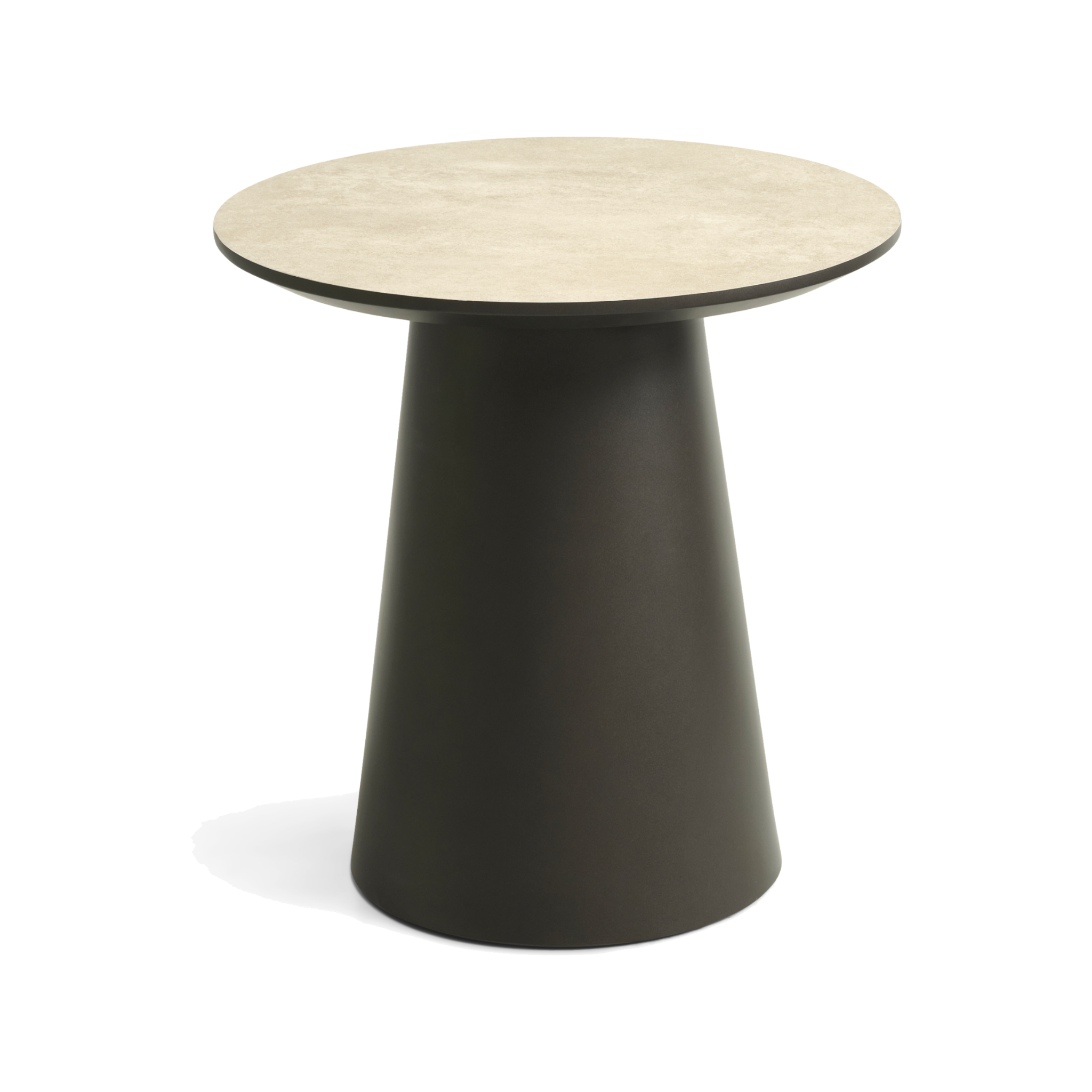Lexpo Paros sofabord Ø50 cm i beige HPL med brun fod