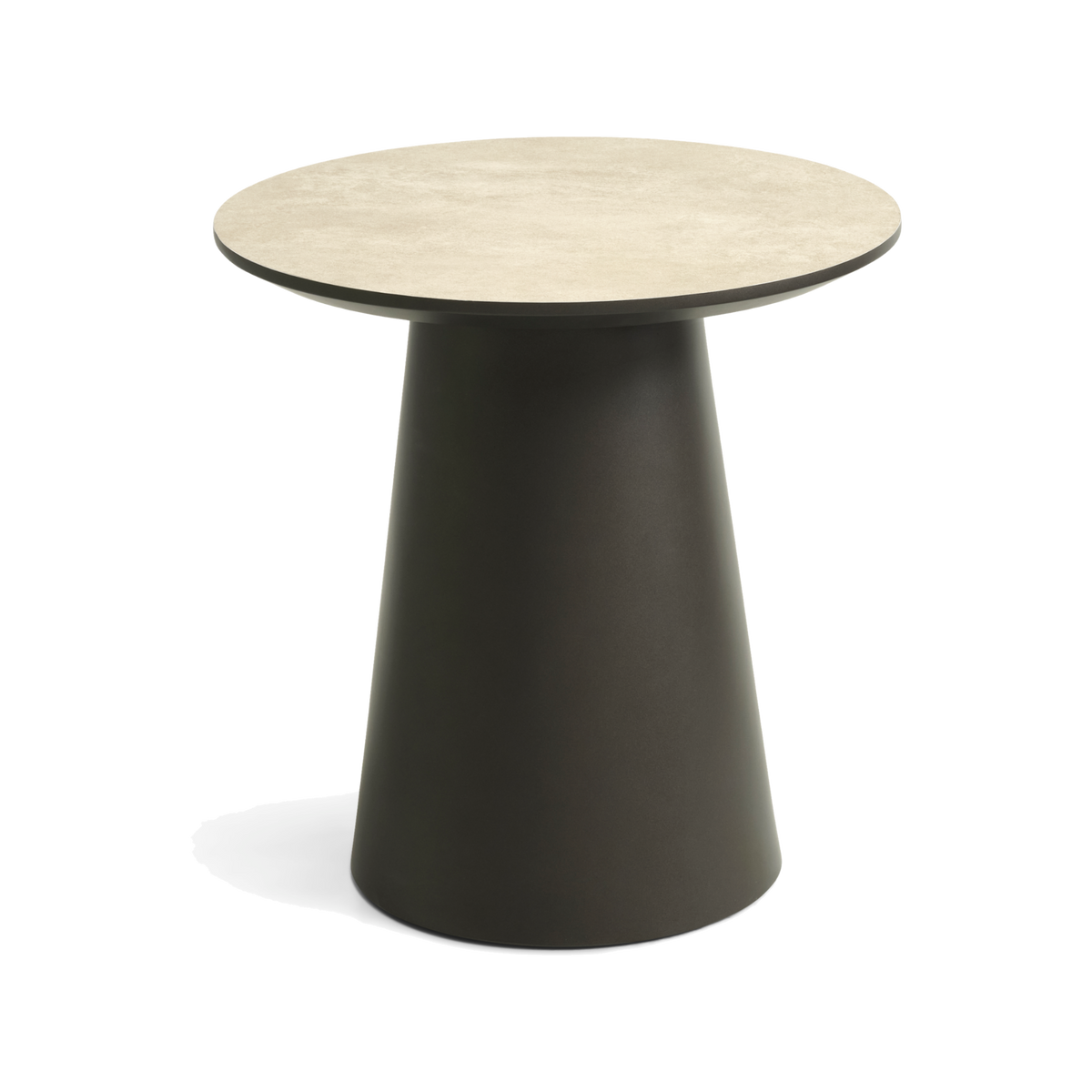 Lexpo Paros sofabord Ø50 cm i beige HPL med brun fod