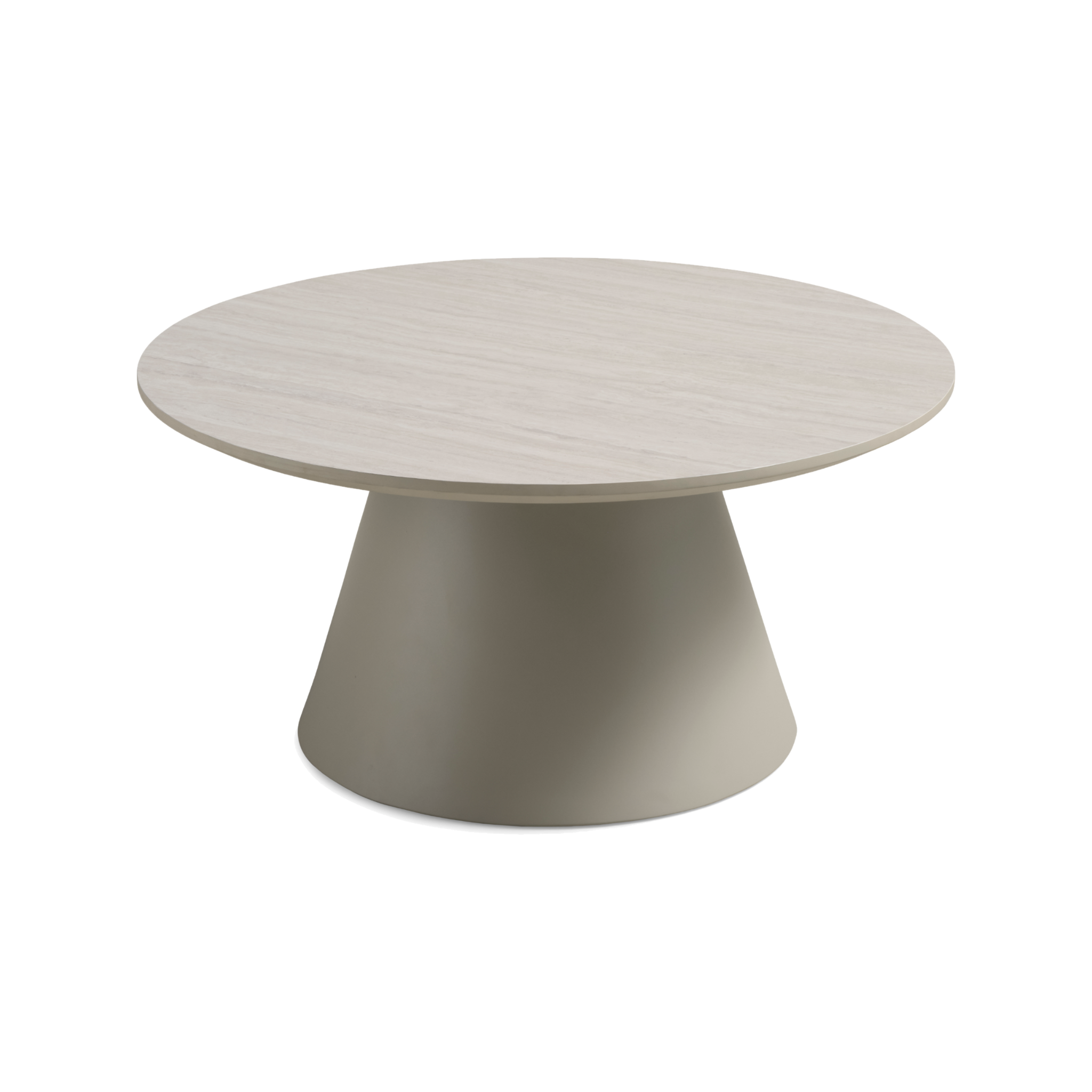 Lexpo Paros sofabord Ø80 cm i travertin-look HPL med beige fod