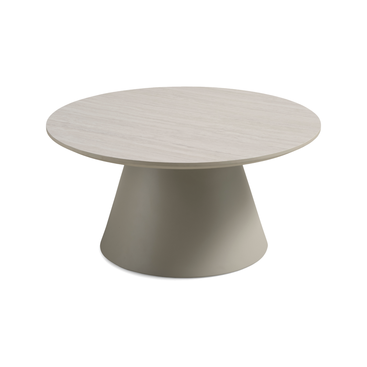Lexpo Paros sofabord Ø80 cm i travertin-look HPL med beige fod