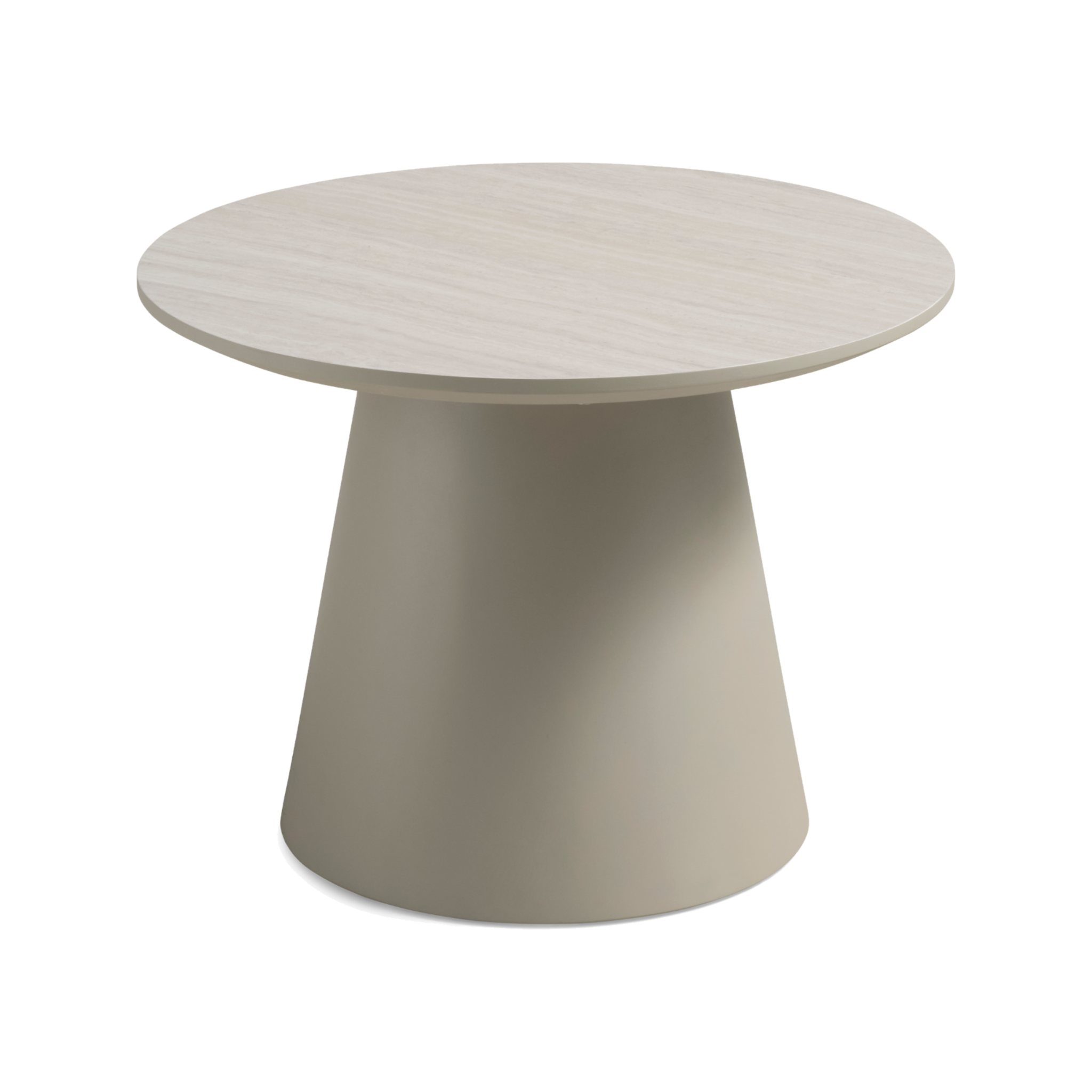 Lexpo Paros sofabord Ø60 cm i travertin-look HPL med beige fod
