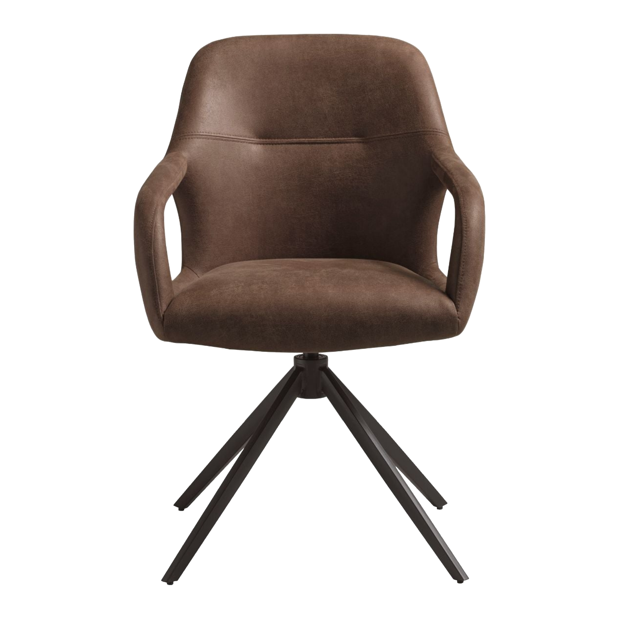 Lexpo Rose spisebordsstol i Bull microfiberlæder Almond med drejefod i anodic brown