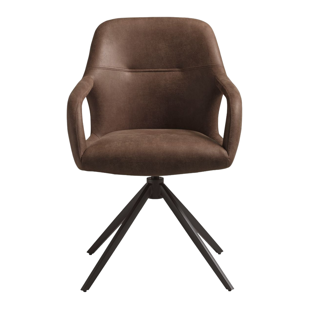 Lexpo Rose spisebordsstol i Bull microfiberlæder Almond med drejefod i anodic brown