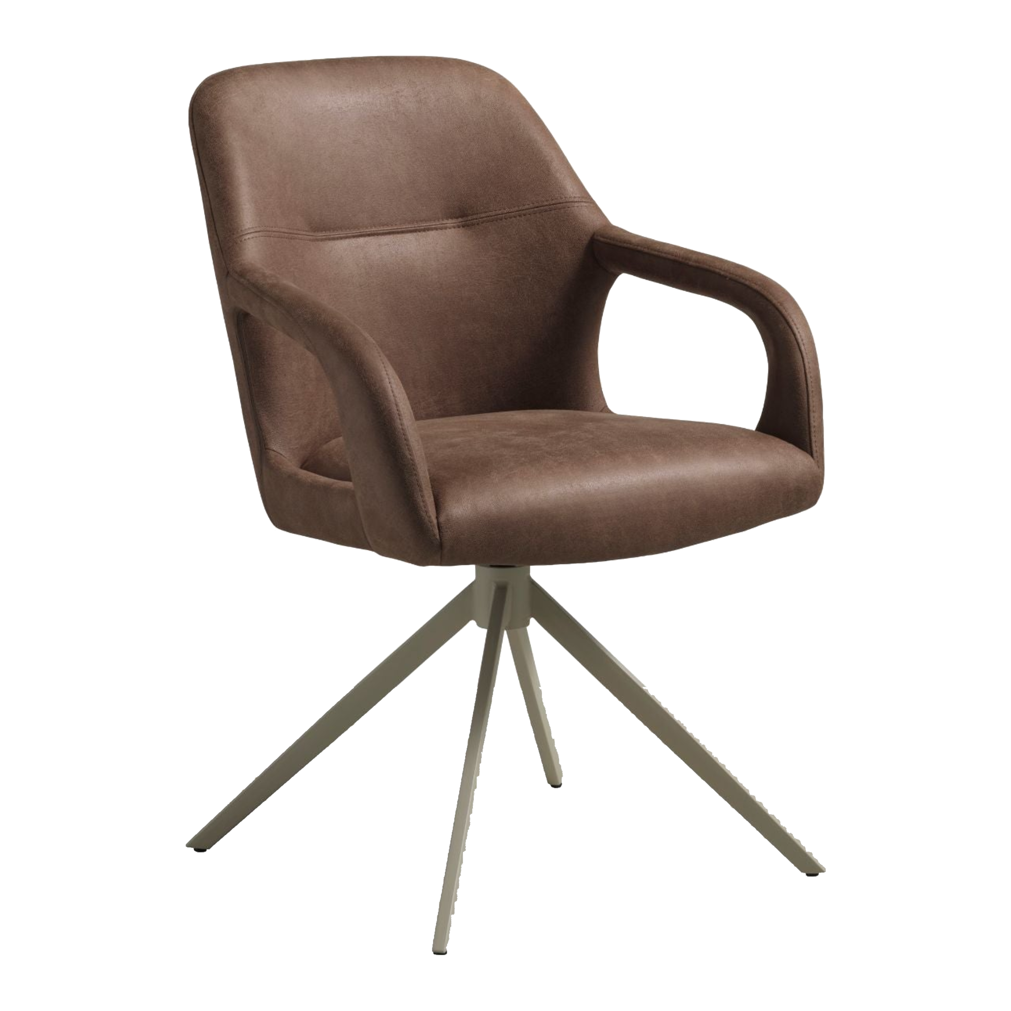 Lexpo Rose spisebordsstol i Bull microfiberlæder Almond med drejefod i beige