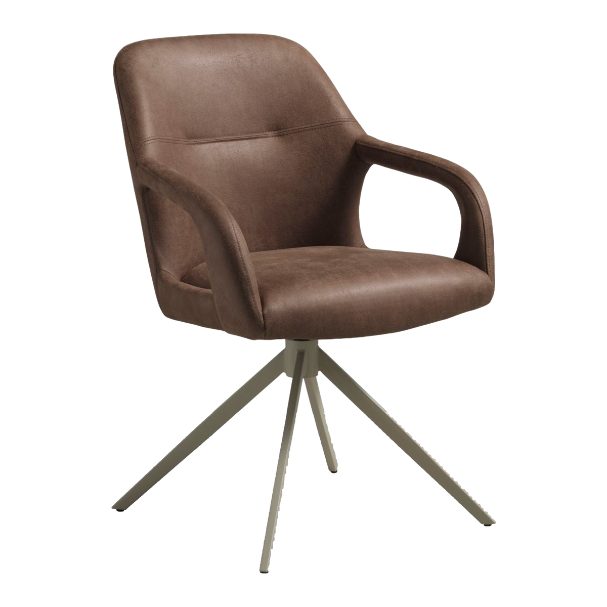 Lexpo Rose spisebordsstol i Bull microfiberlæder Almond med drejefod i beige