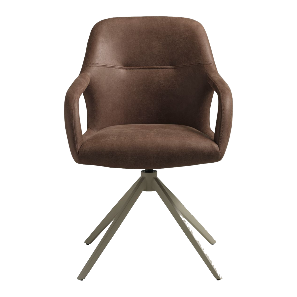 Lexpo Rose spisebordsstol i Bull microfiberlæder Almond med drejefod i beige
