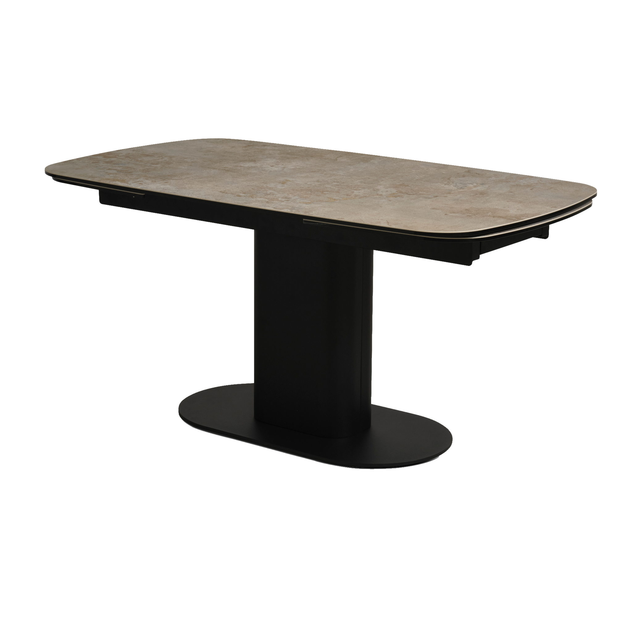 Lexpo Santee spisebord i taupe keramik med stel i sort metal