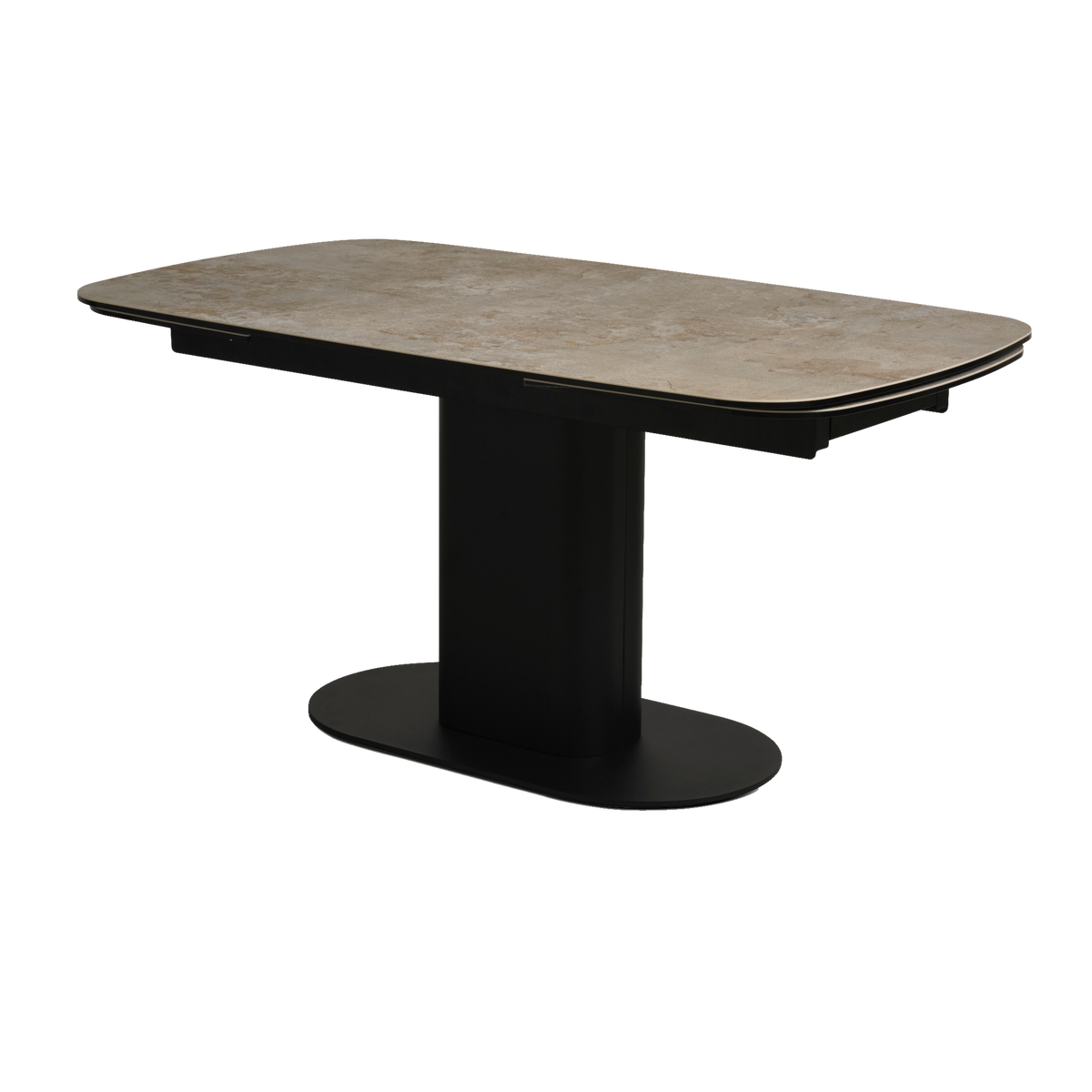 Lexpo Santee spisebord i taupe keramik med stel i sort metal