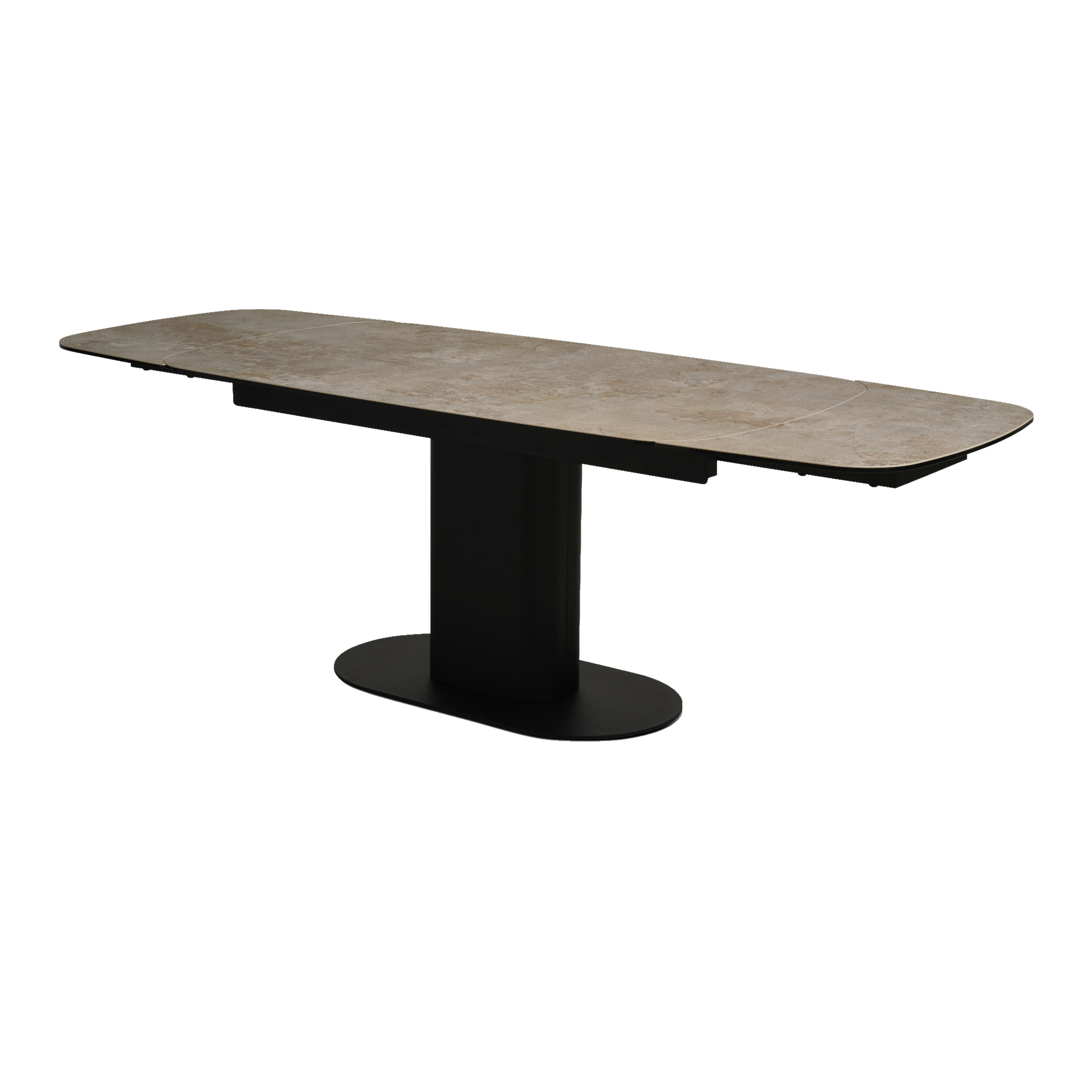 Lexpo Santee spisebord i taupe keramik med stel i sort metal