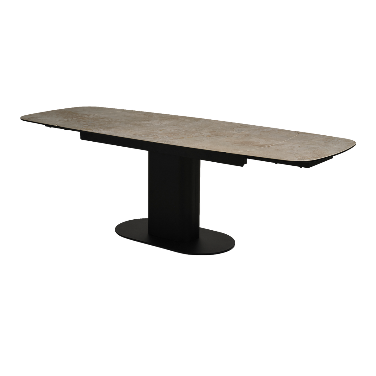 Lexpo Santee spisebord i taupe keramik med stel i sort metal