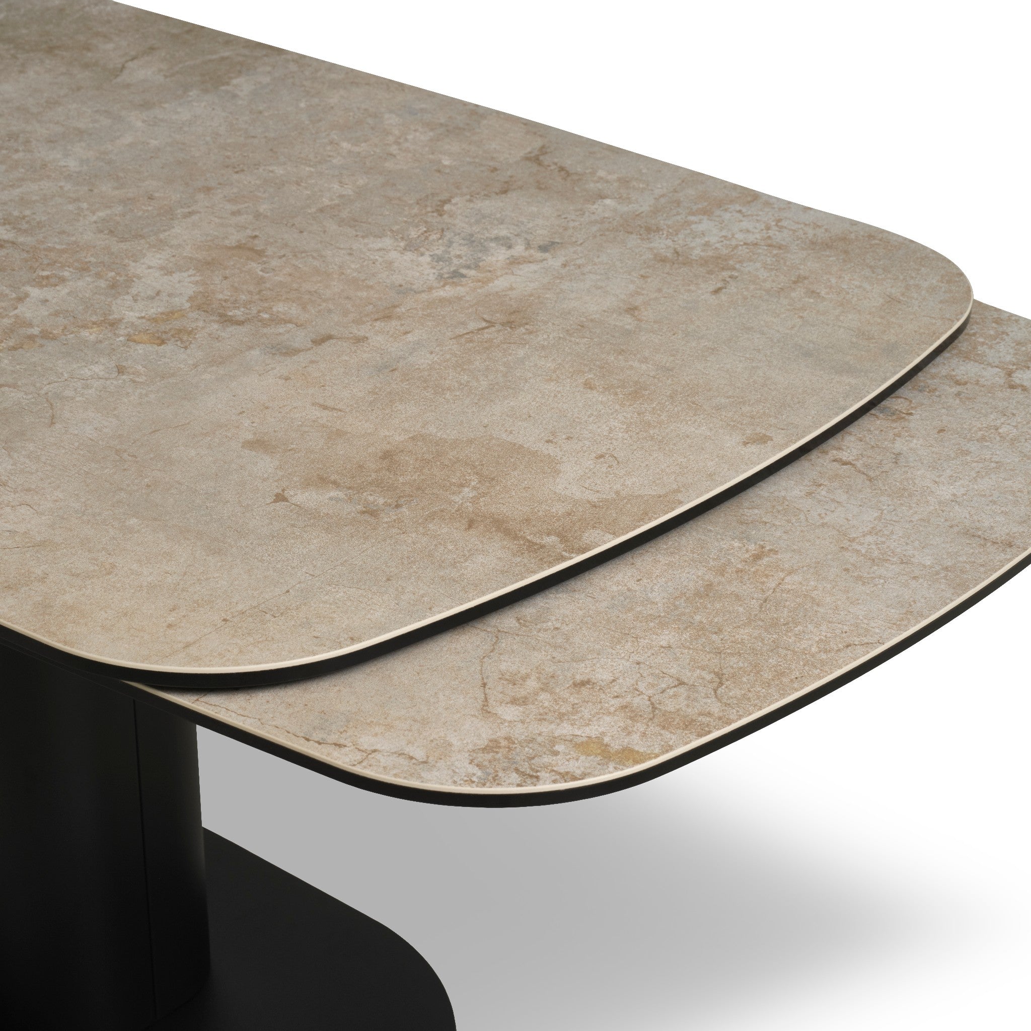 Lexpo Santee spisebord i taupe keramik med stel i sort metal
