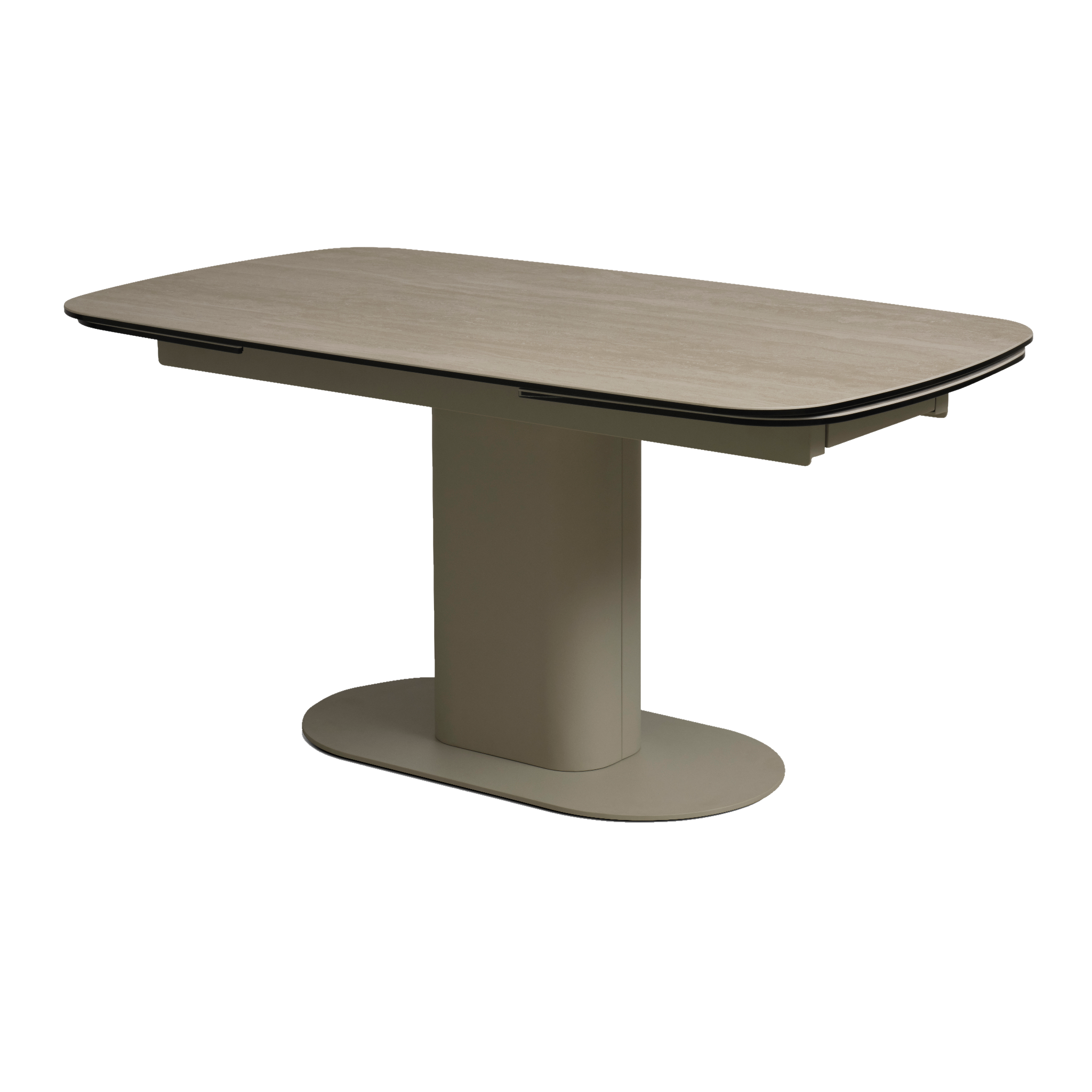 Lexpo Santee spisebord i travertin keramik med stel i beige metal