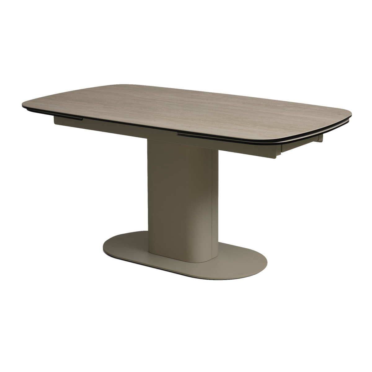 Lexpo Santee spisebord i travertin keramik med stel i beige metal