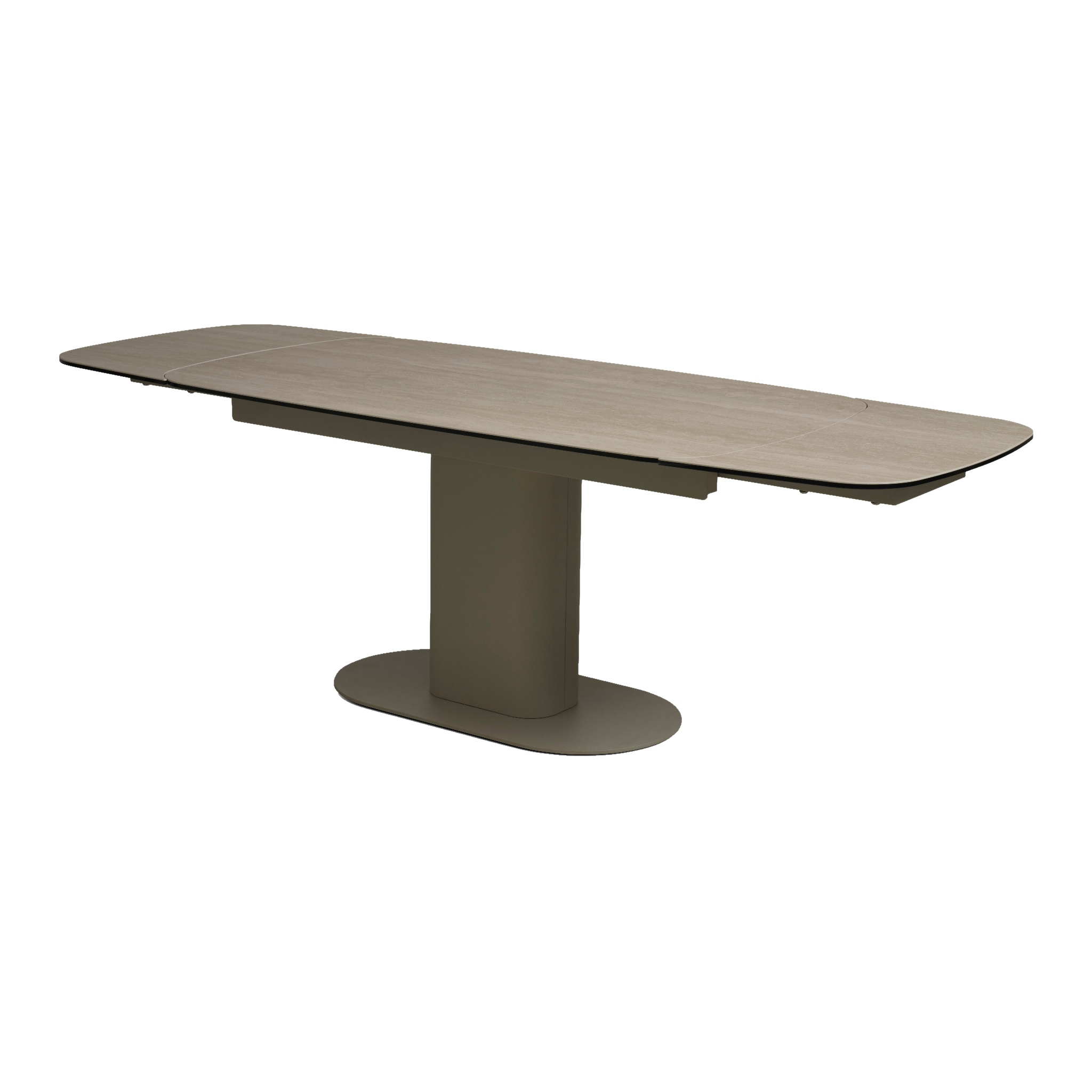 Lexpo Santee spisebord i travertin keramik med stel i beige metal