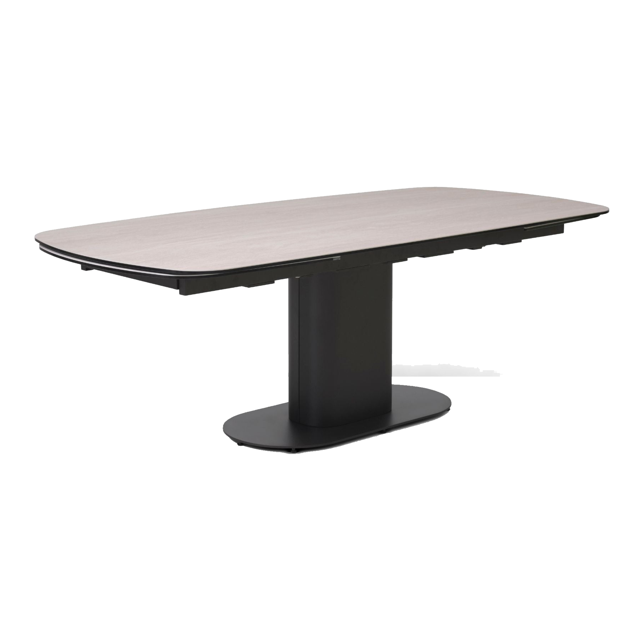 Lexpo Santee spisebord i travertin keramik med stel i anodic brown metal