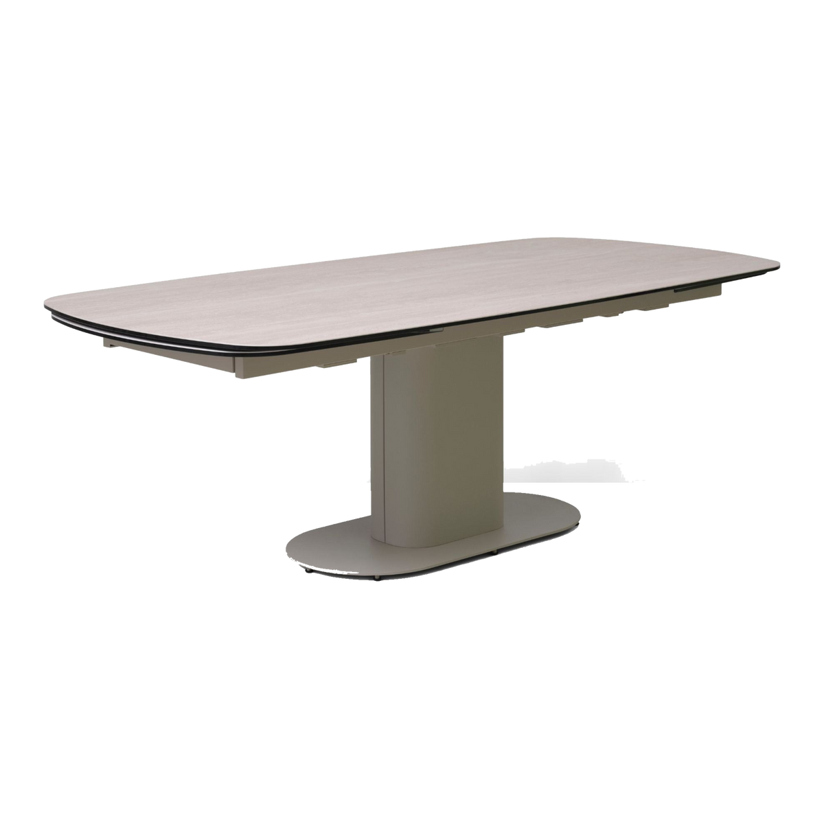 Lexpo Santee spisebord i travertin keramik med stel i beige metal
