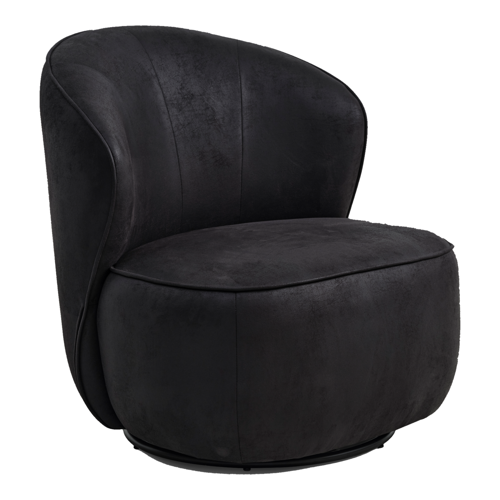 Lexpo Theo loungestol i Bull microfiberlæder Onyx Black med drejefod