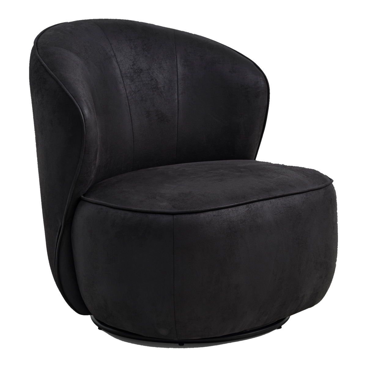 Lexpo Theo loungestol i Bull microfiberlæder Onyx Black med drejefod